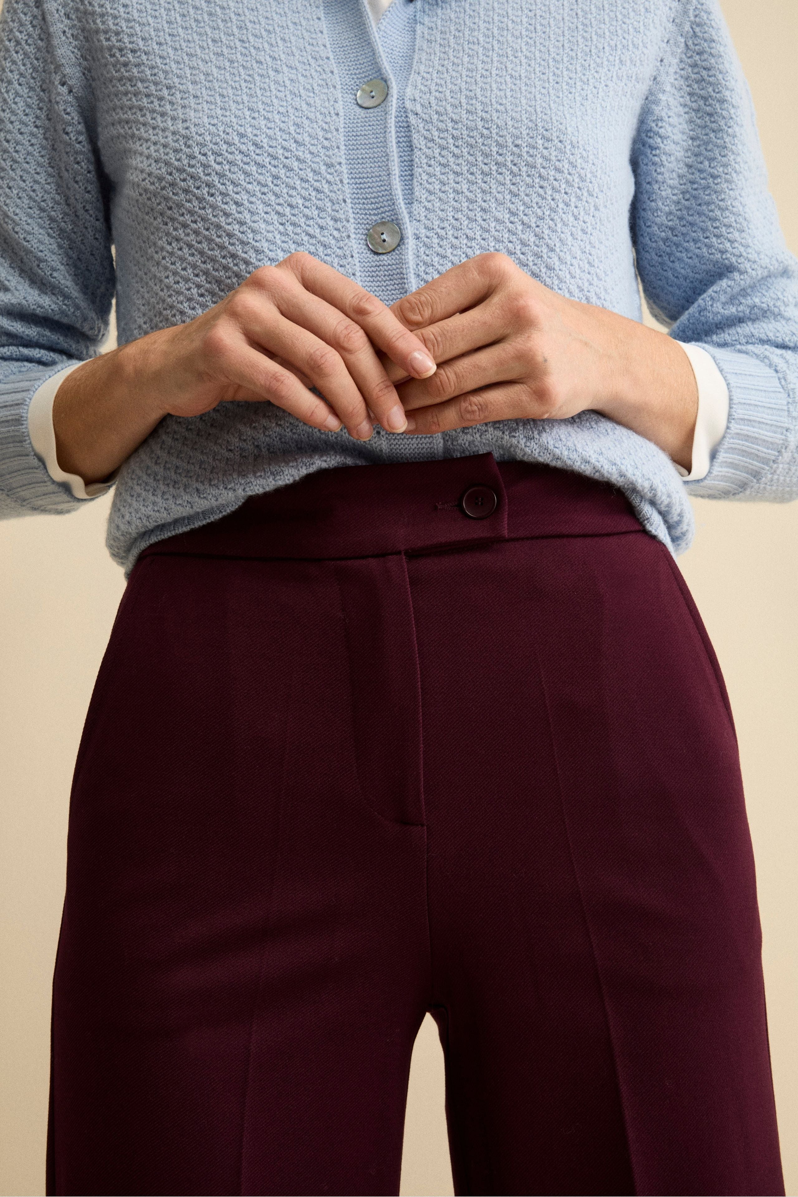 Pantalone Largo con Risvolto e Pieghe - VINO