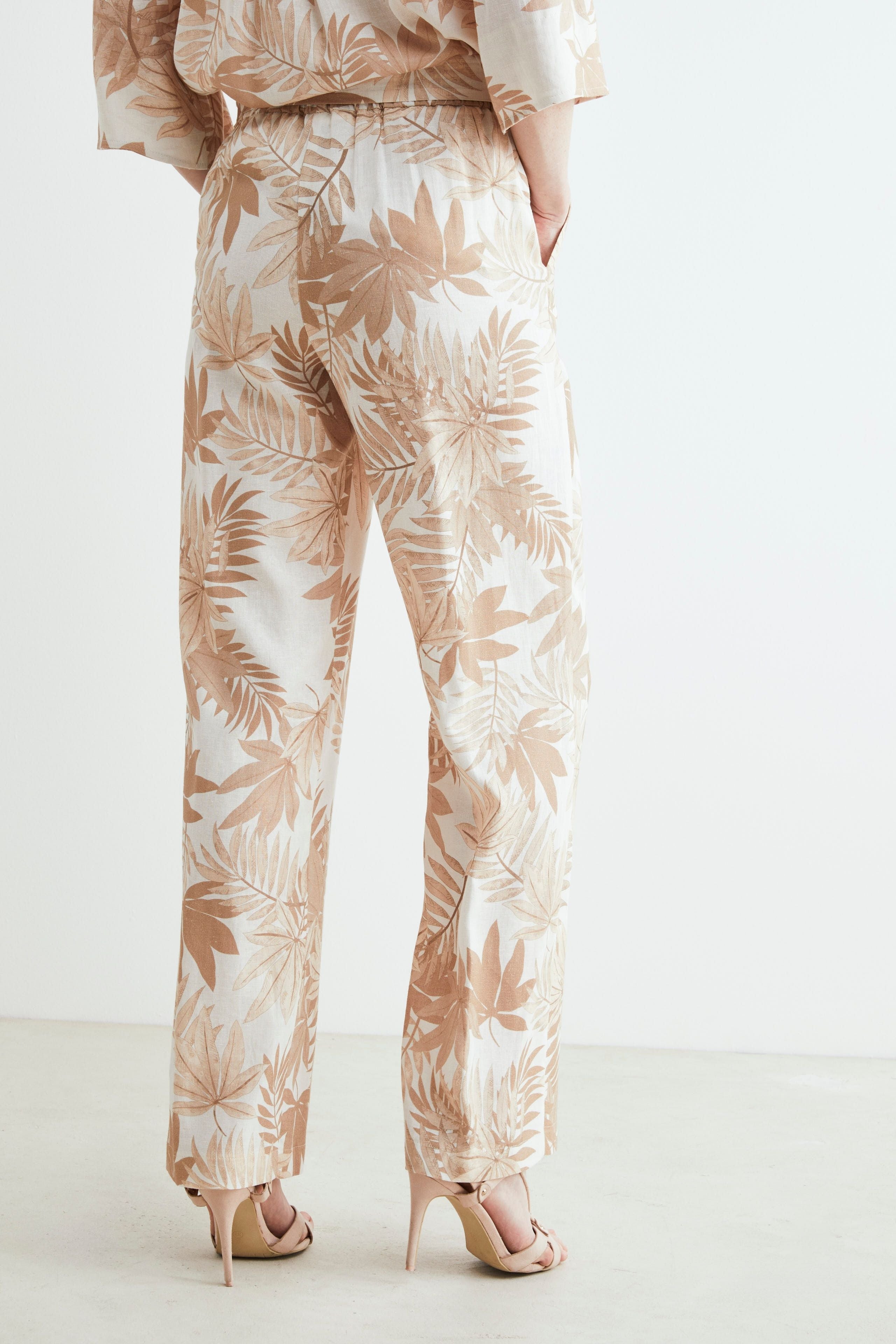 Pantaloni in lino a palazzo - FANT. BEIGE