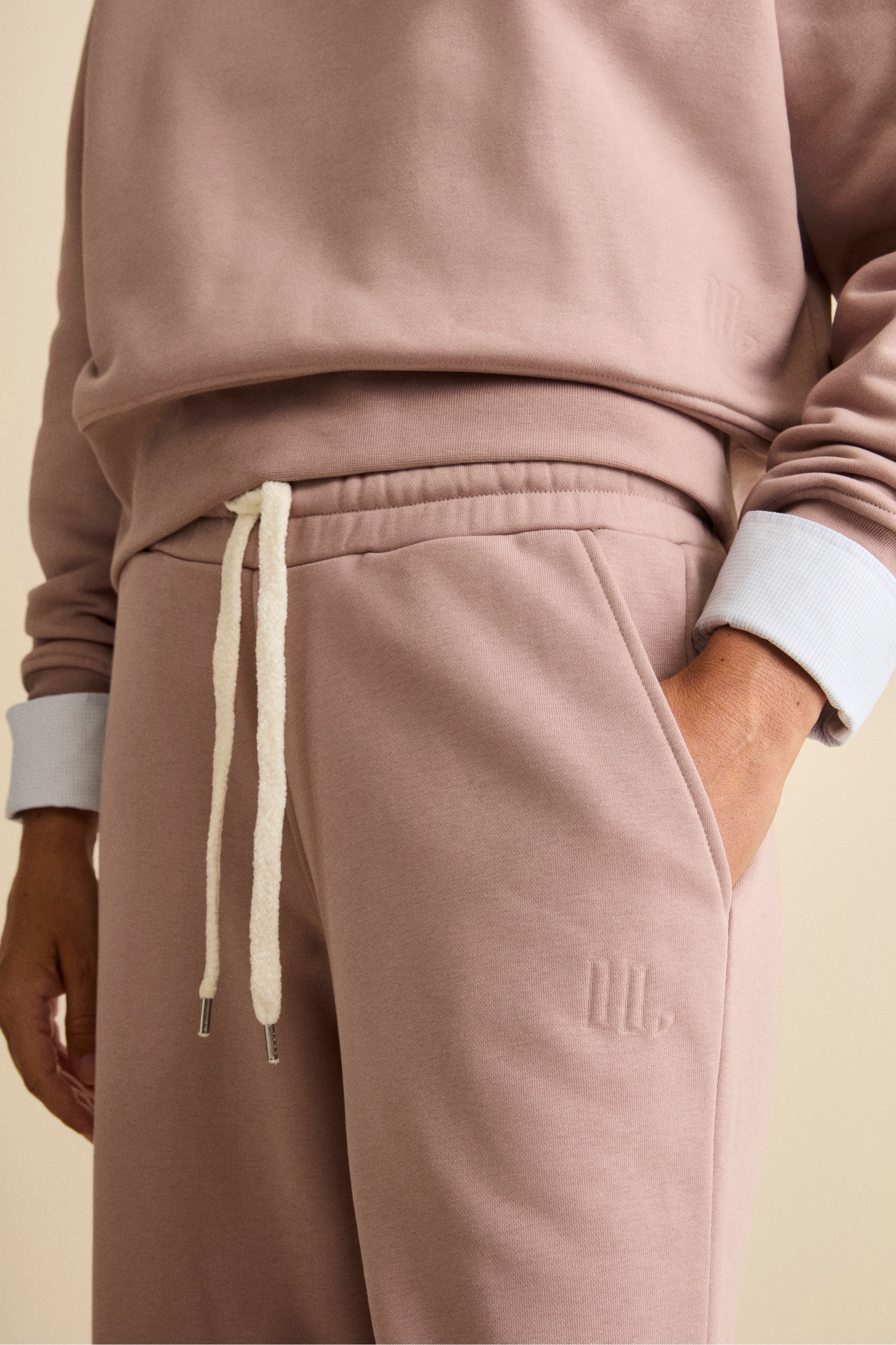 Pantalone Sportivo a Palazzo in Cotone - ROSA ANTICO