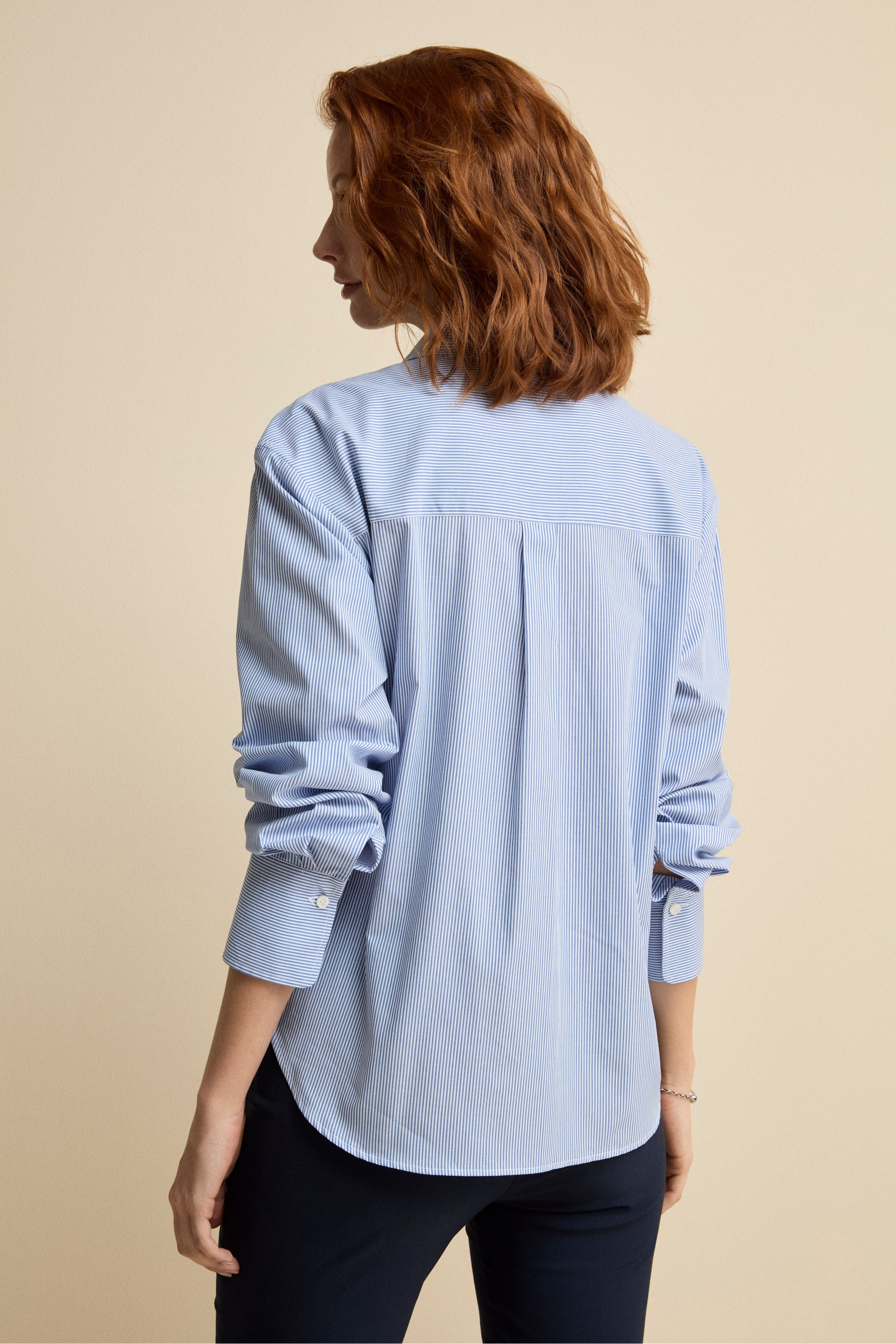 Camicia Fantasia Over in Cotone - BLU RIGATO