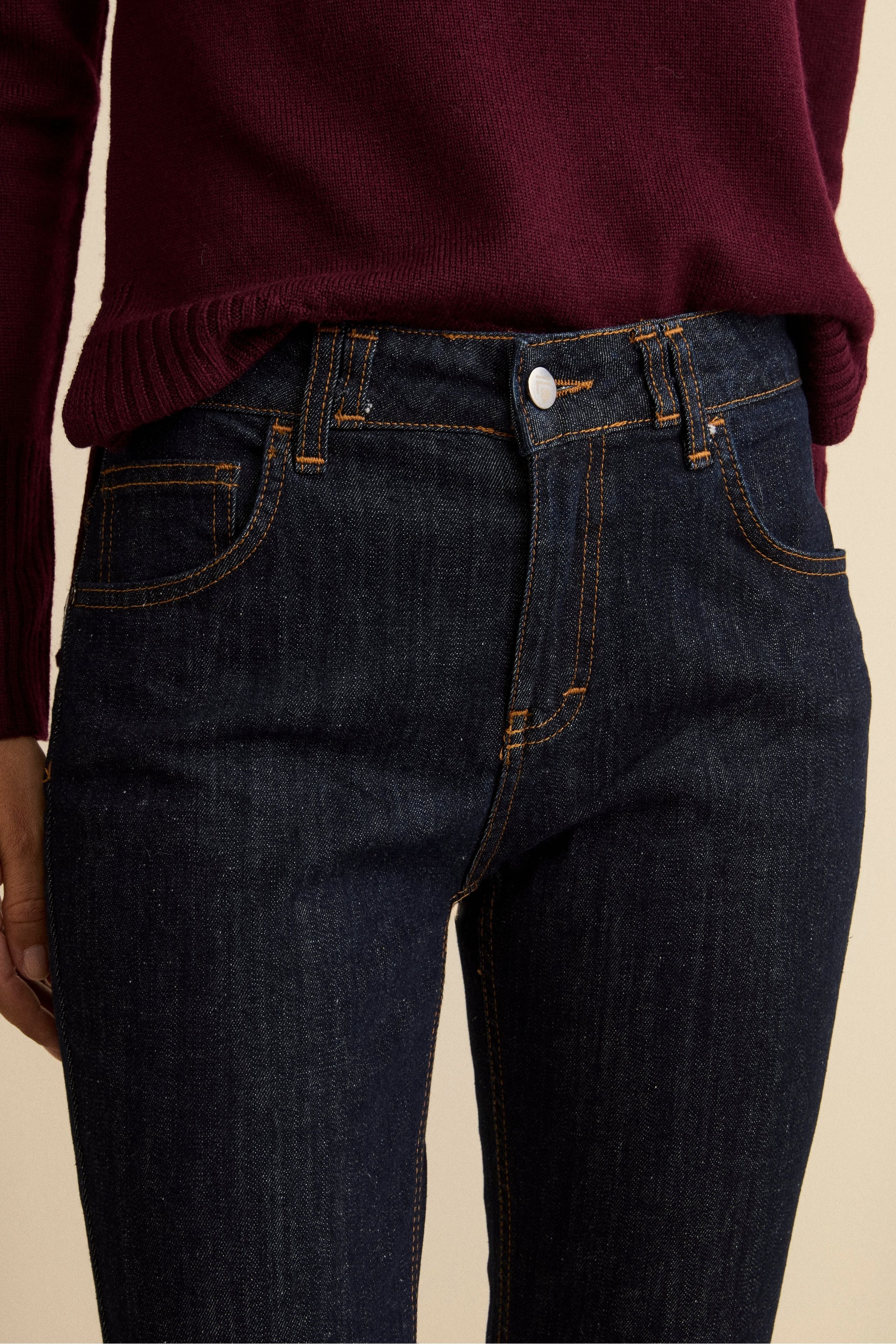 Jeans Mid-Flare Regular Fit in Cotone - DENIM