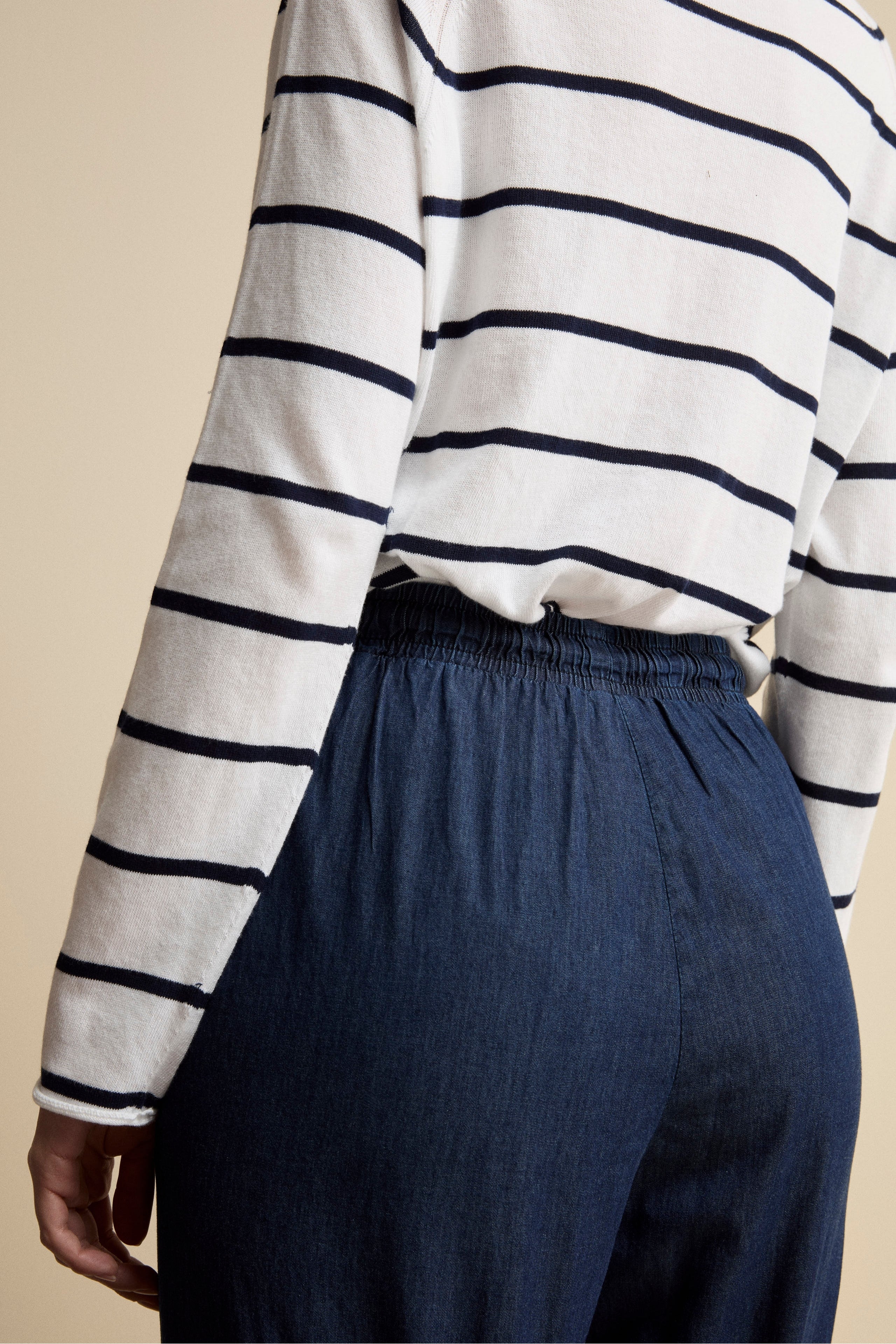 Pantalone Cropped con Coulisse in Cotone - BLU