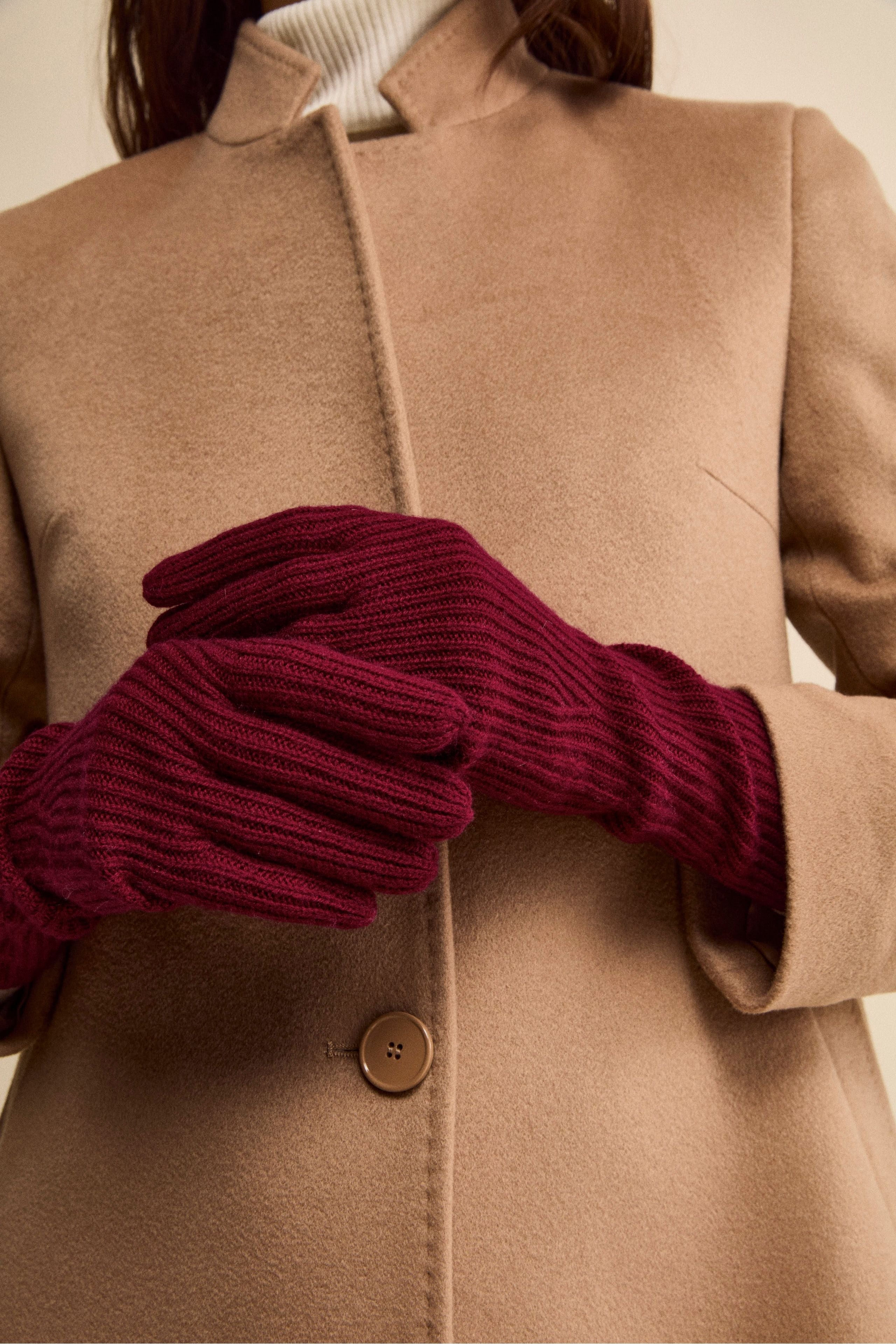 Guanto a Coste in Lana e Cashmere - VINO