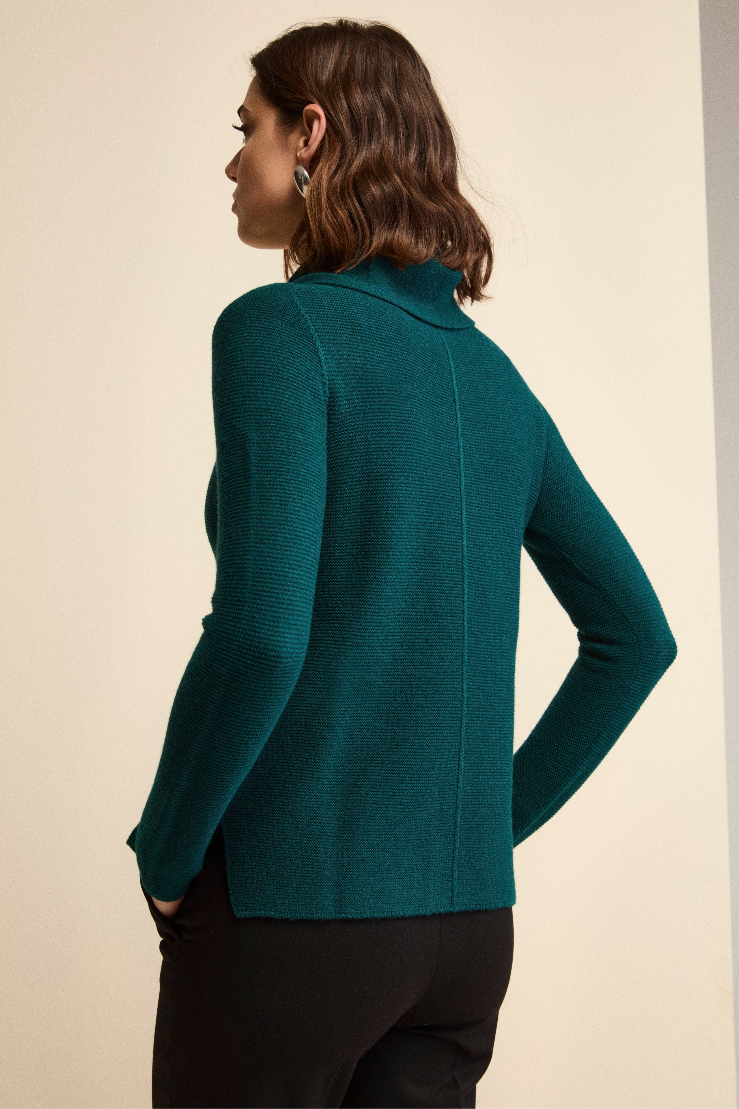 Maglia con Spacchi in Lana Merino - VERDE