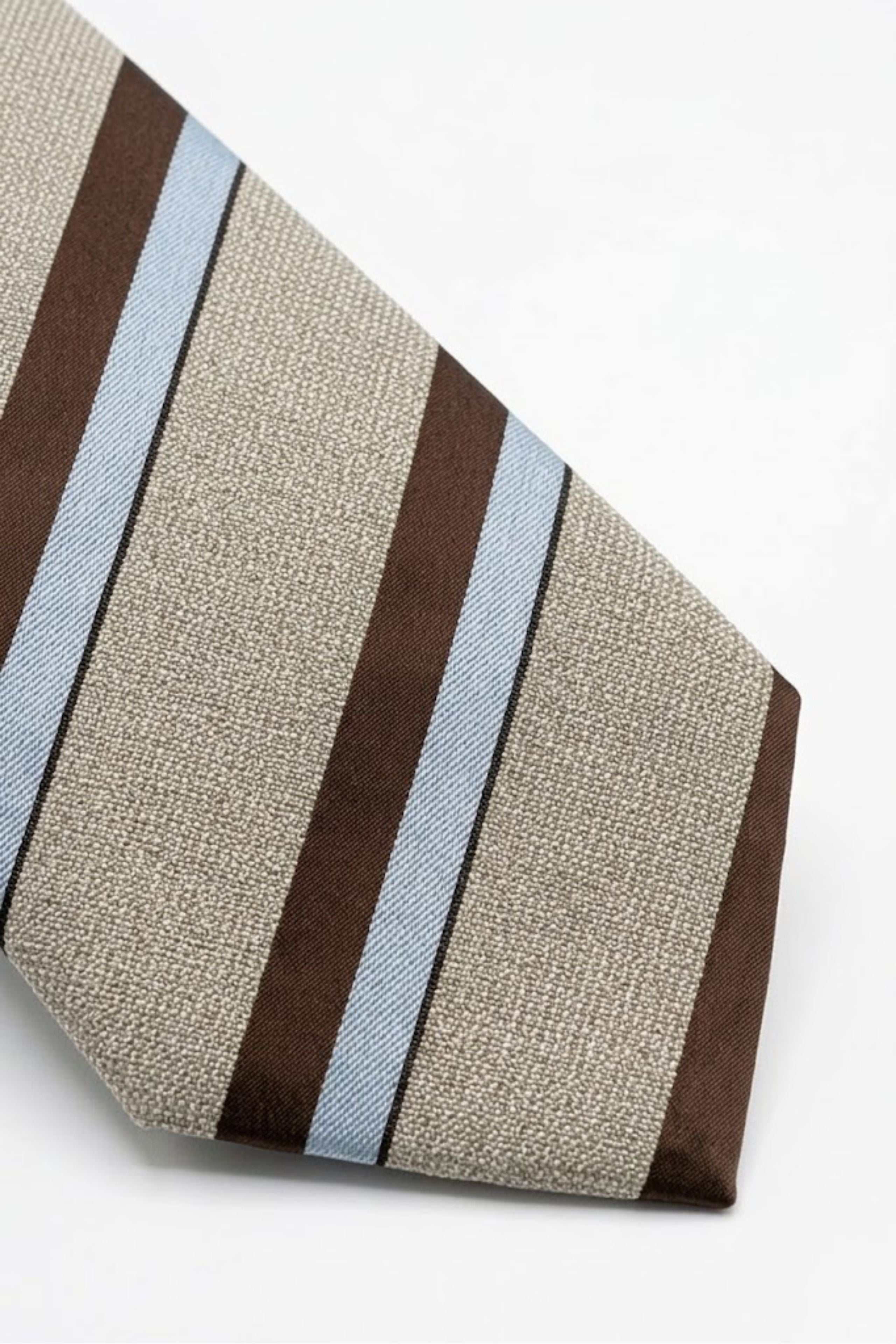 Cravatta Jacquard in Cotone e Seta a Righe - BEIGE RIGATO