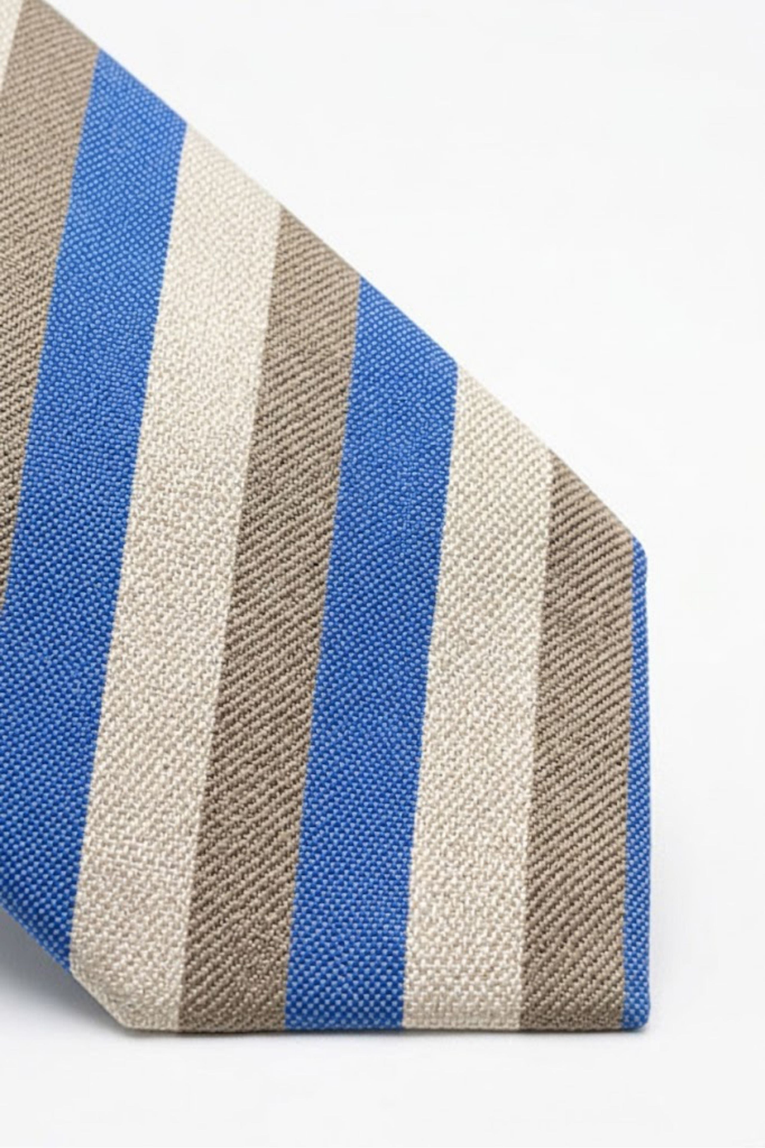 Cravatta in Seta Rigata - RIGATO AZZURRO/BEIGE