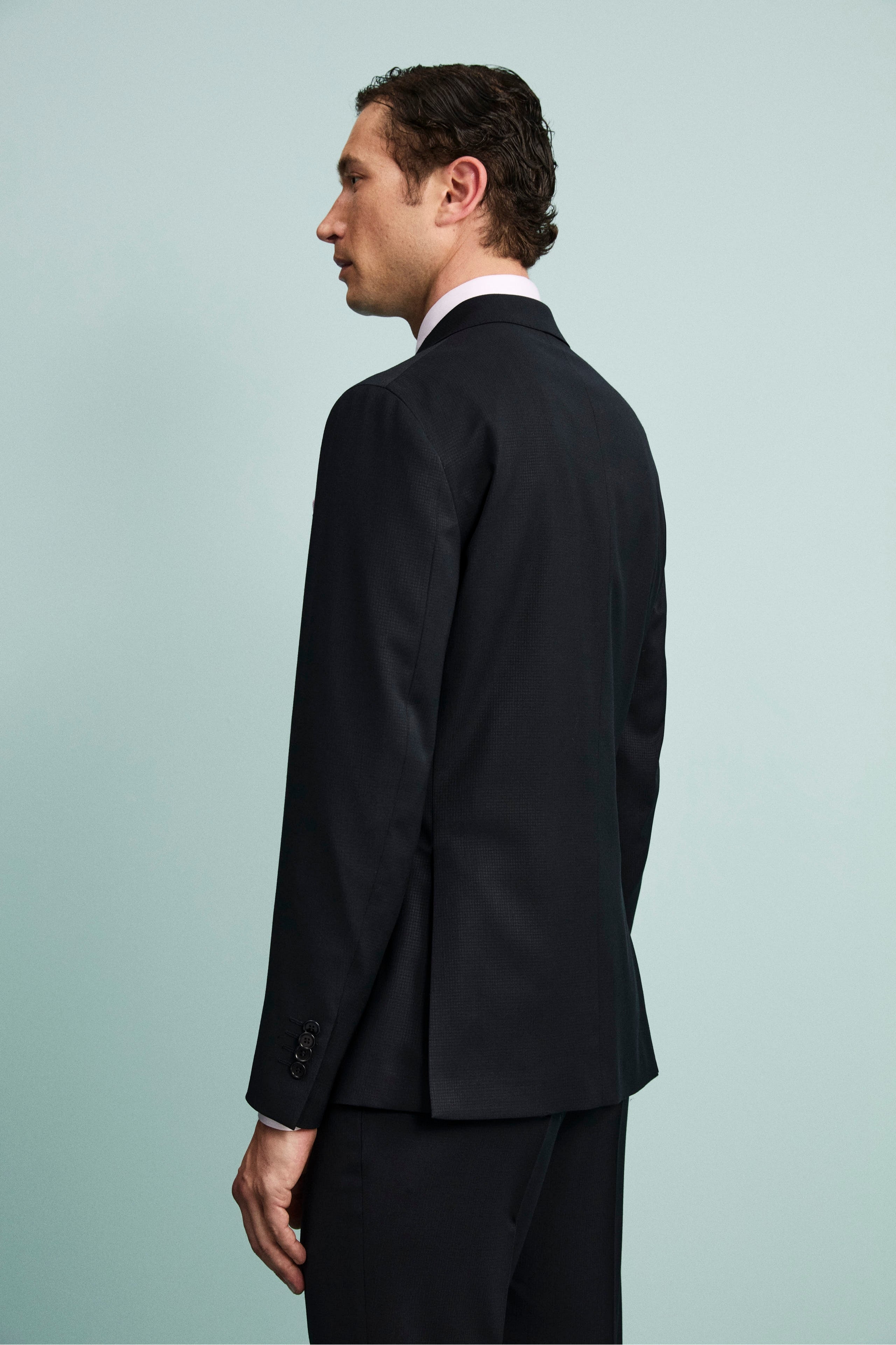 Abito Elegante Strutturato Monopetto in Lana Vergine - BLU