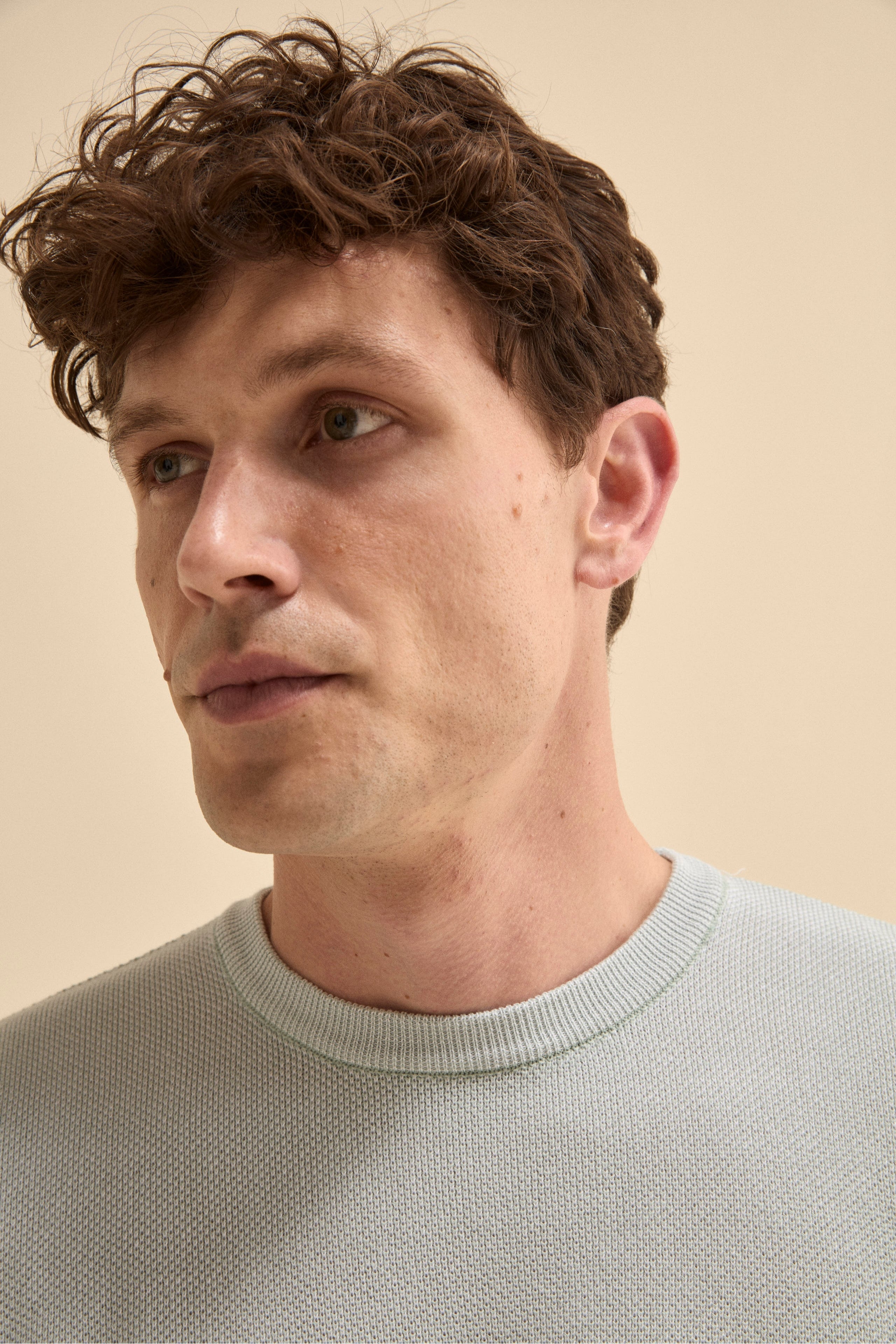 Girocollo Lavorato in Cotone - BIANCO/VERDE