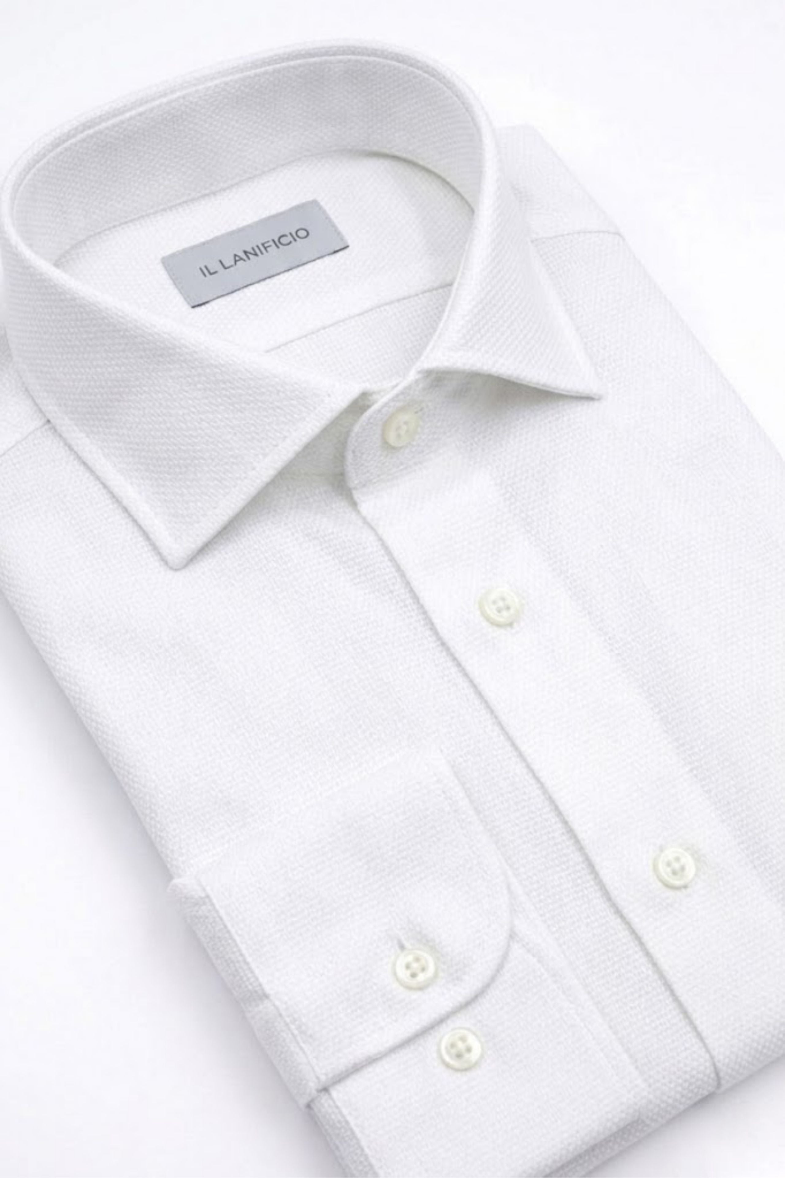 Camicia Uomo Slim in Cotone Doppio Ritorto - BIANCO OPERATO