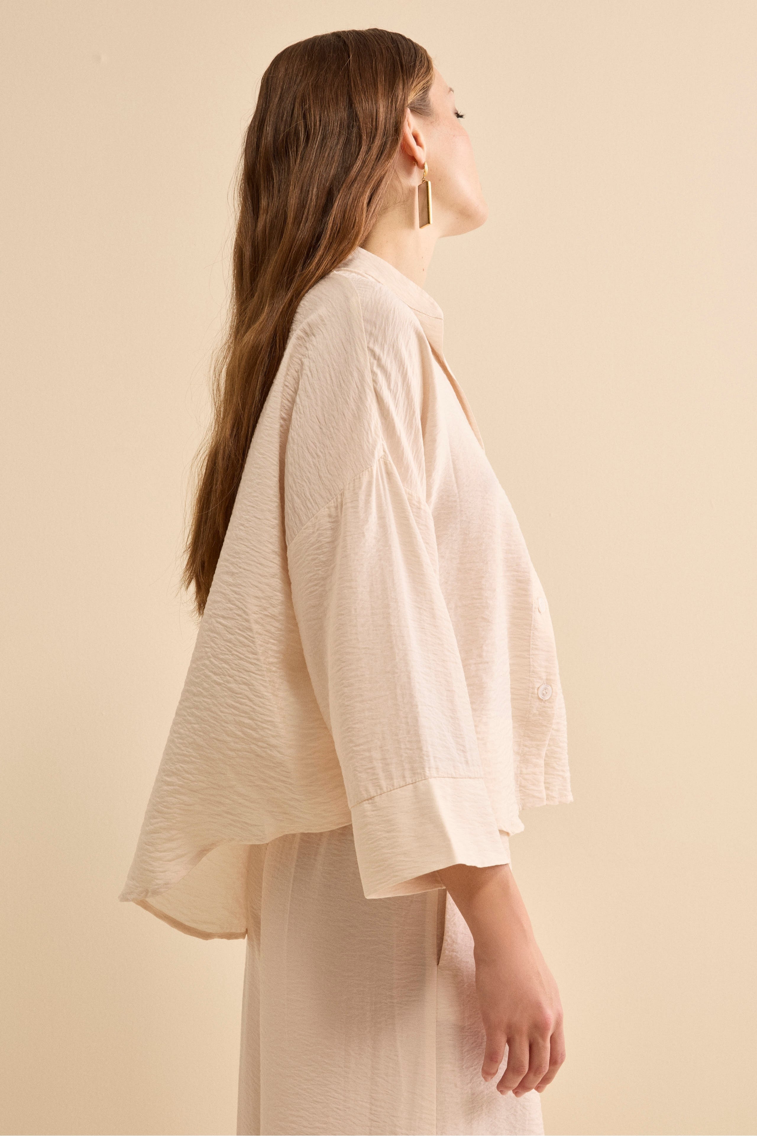 Camicia Over Coreana con Manica Kimono - BIANCO