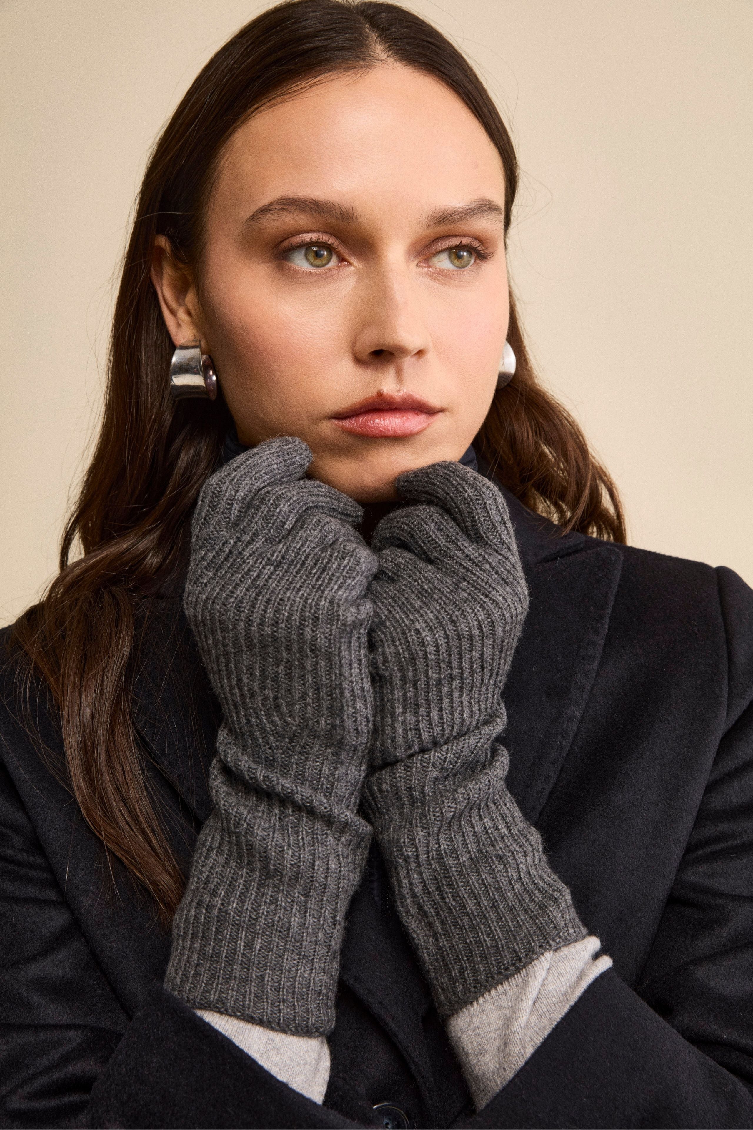 Guanto a Coste in Lana e Cashmere - GRIGIO MEDIO