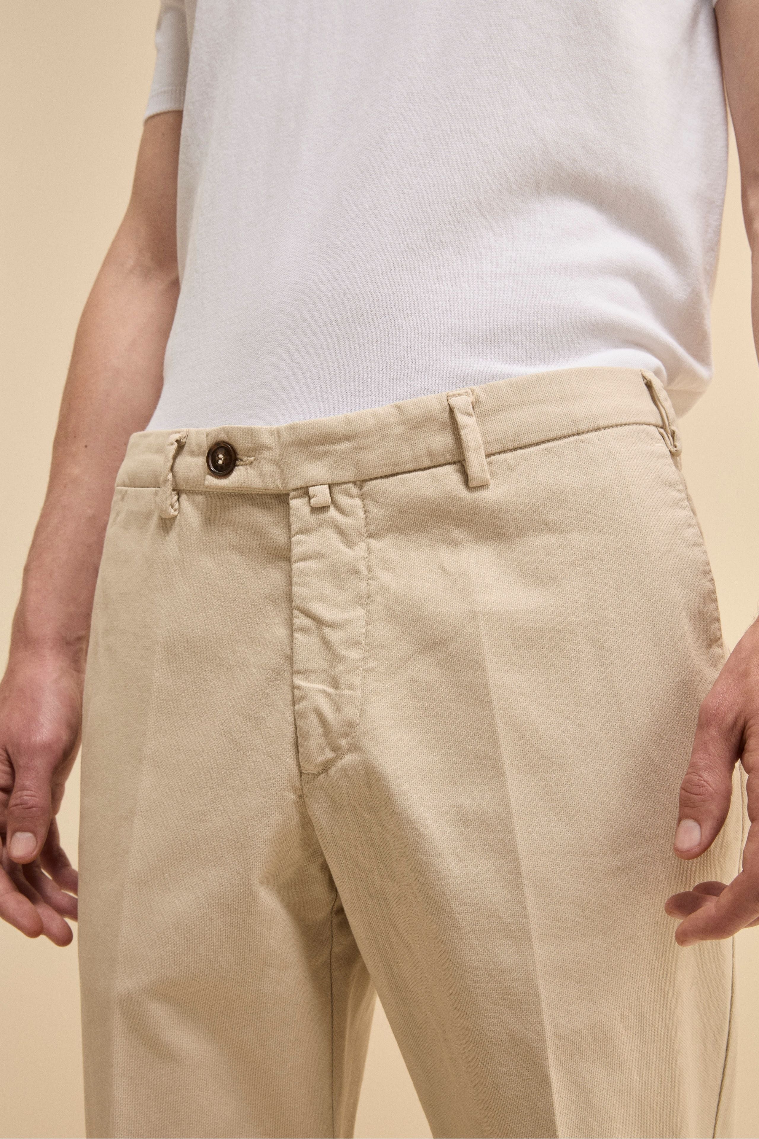 Pantalone Regular Fit in Cotone Armaturato - SABBIA