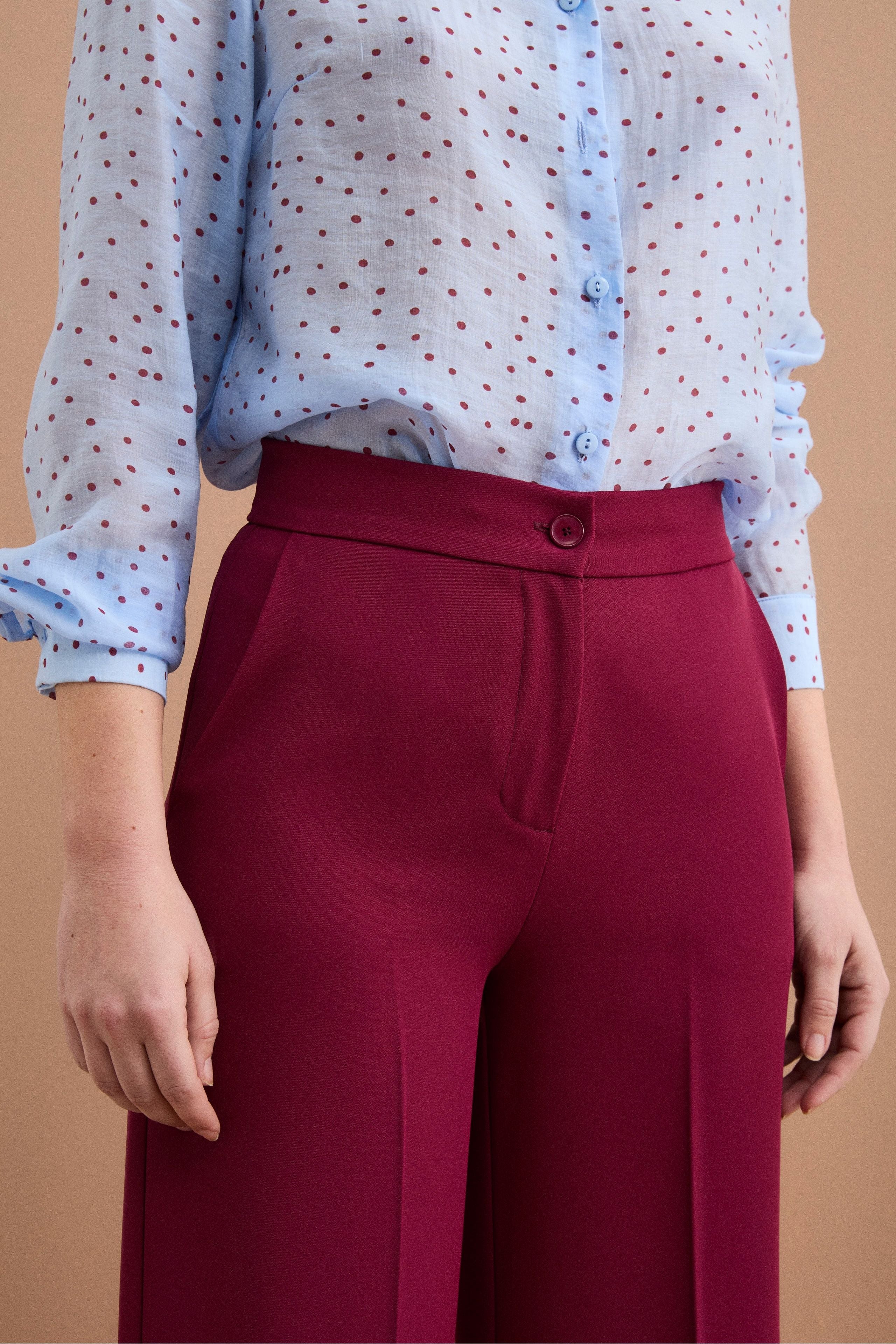 Pantalone Cady a Palazzo con Piega - BORDEAUX