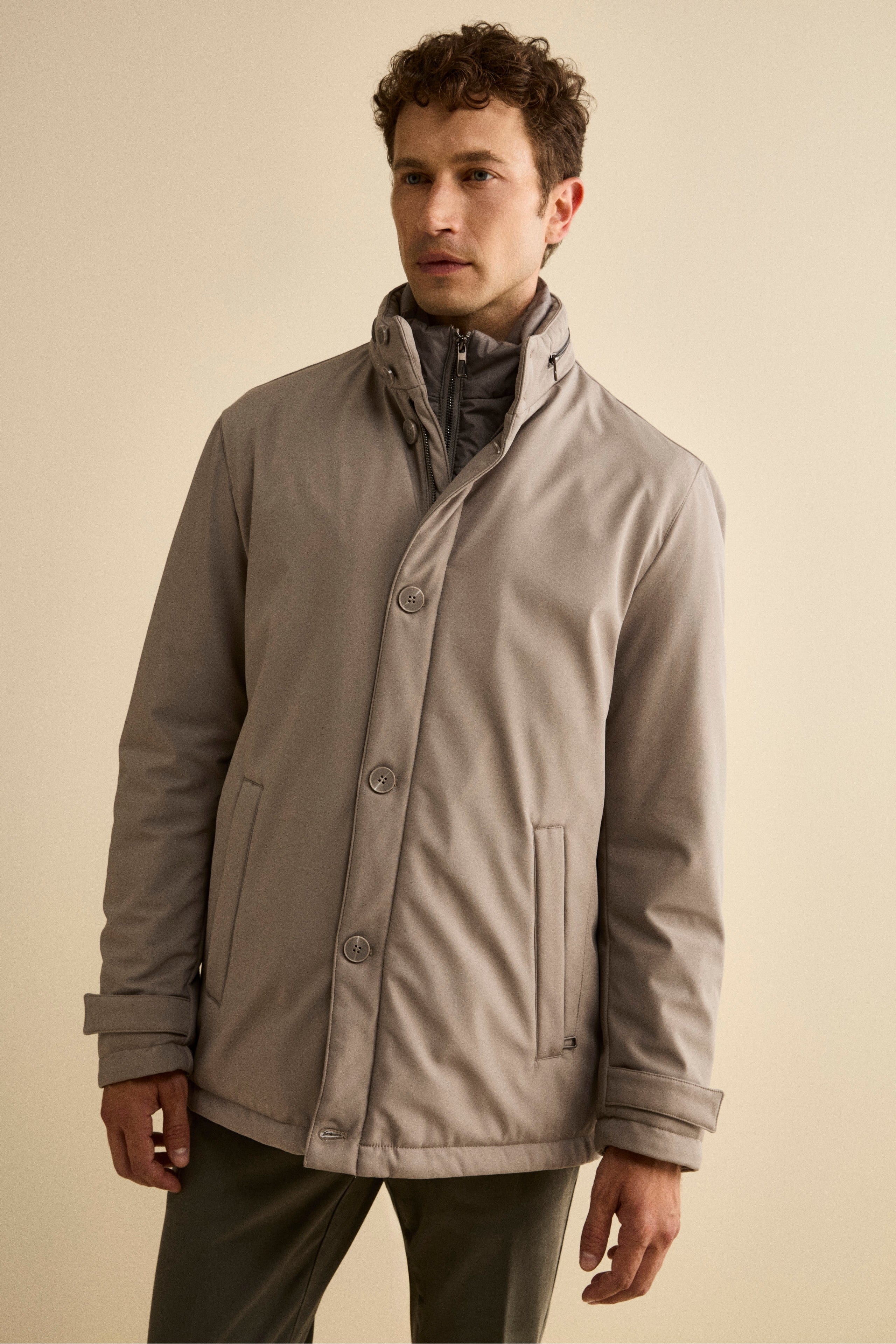 Giaccone Invernale con Pettorina e Cappuccio Estraibile - SABBIA