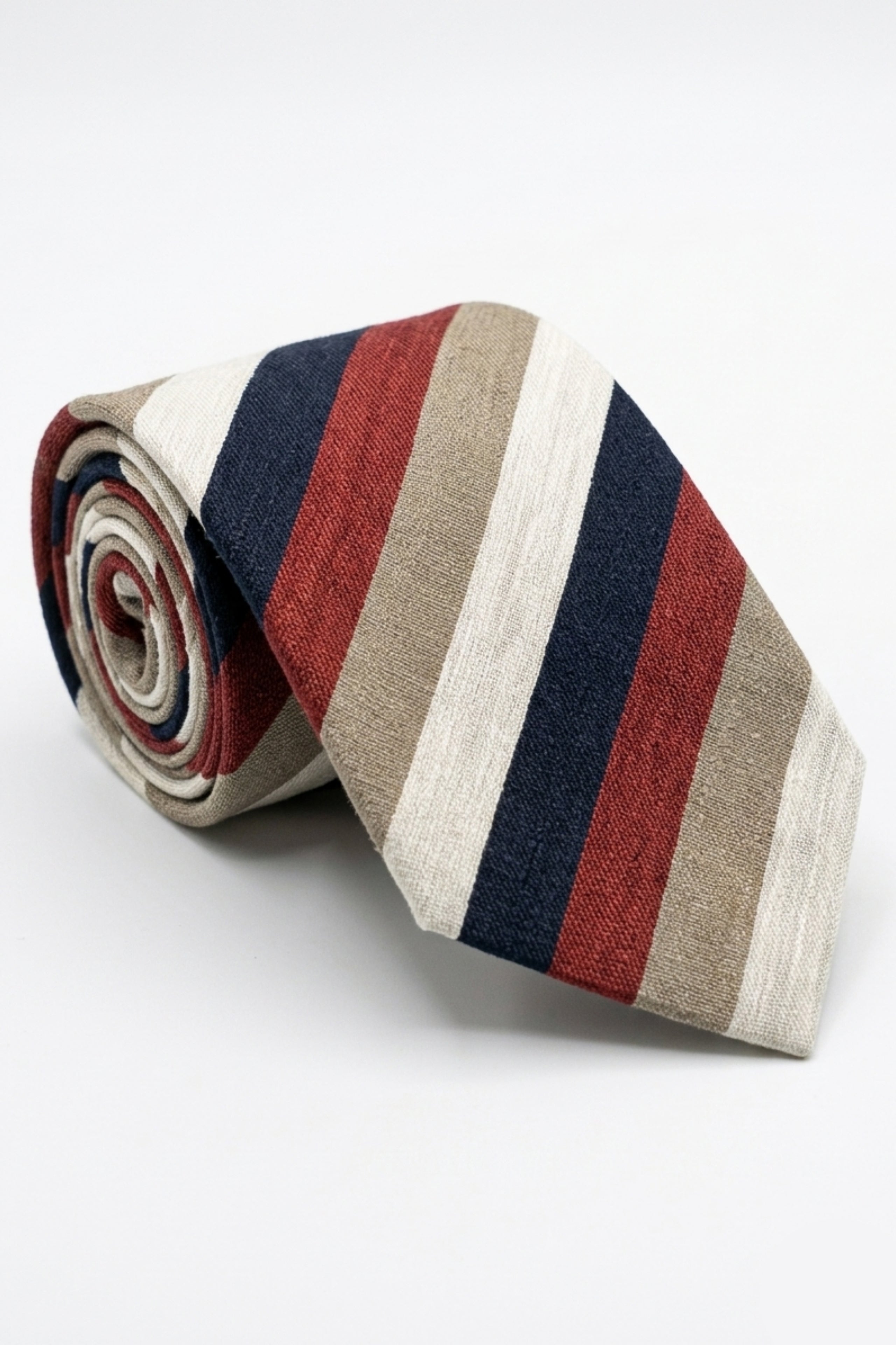 Cravatta Jacquard in Seta a Righe - RIGATO BLU/ROSSO