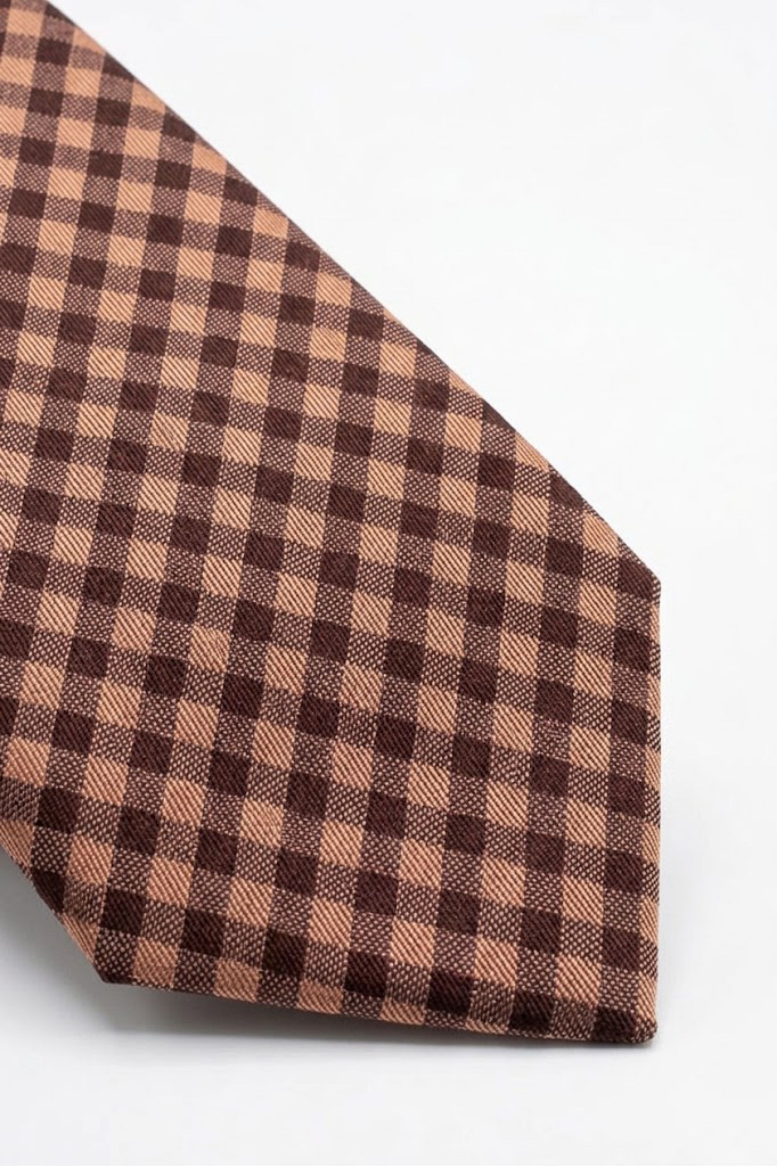 Cravatta Casual in Seta a Quadri- ROSSO QUADRI