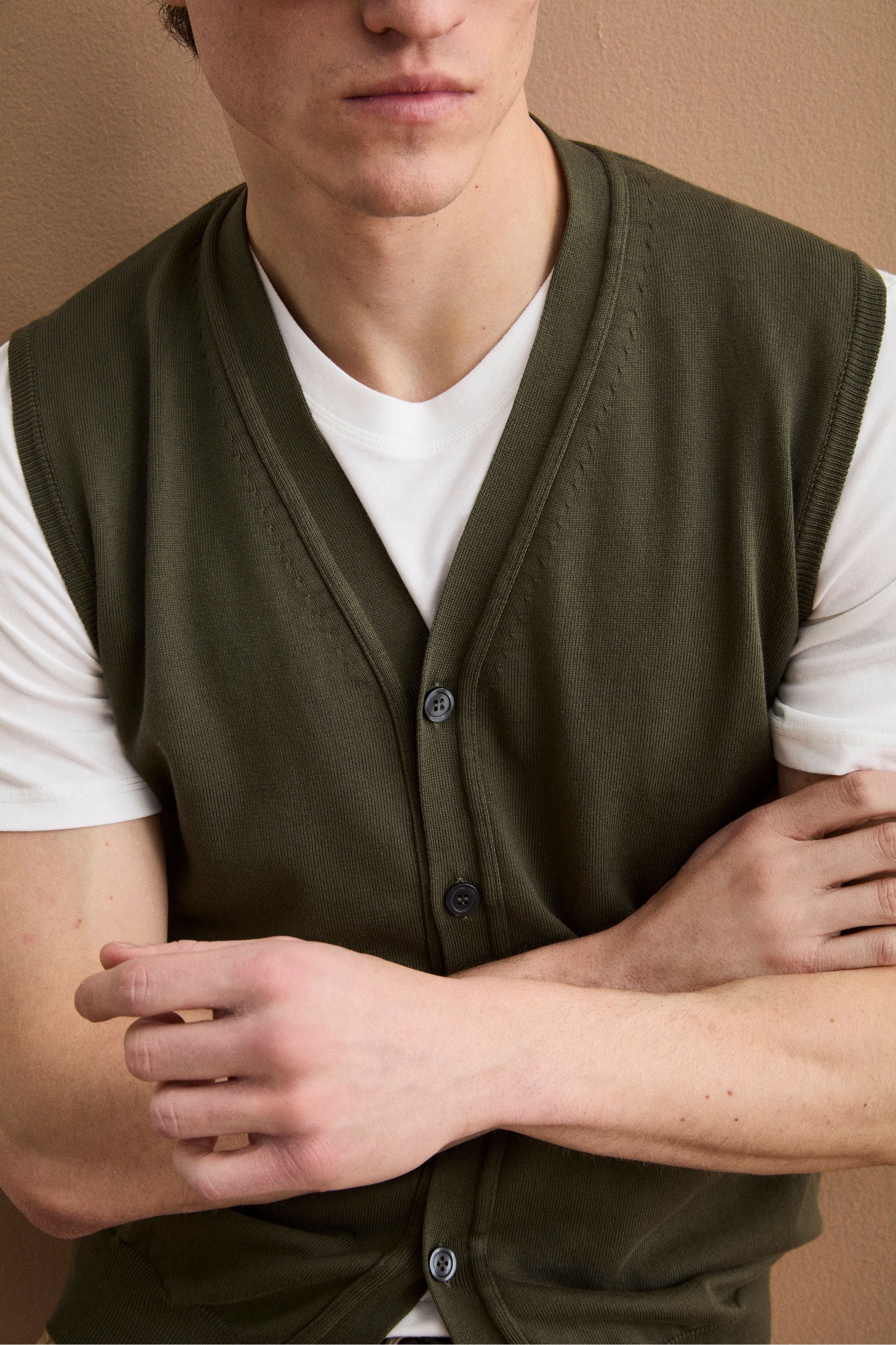 Gilet Scollo a V con Bottoni in Cotone - MUSCHIO