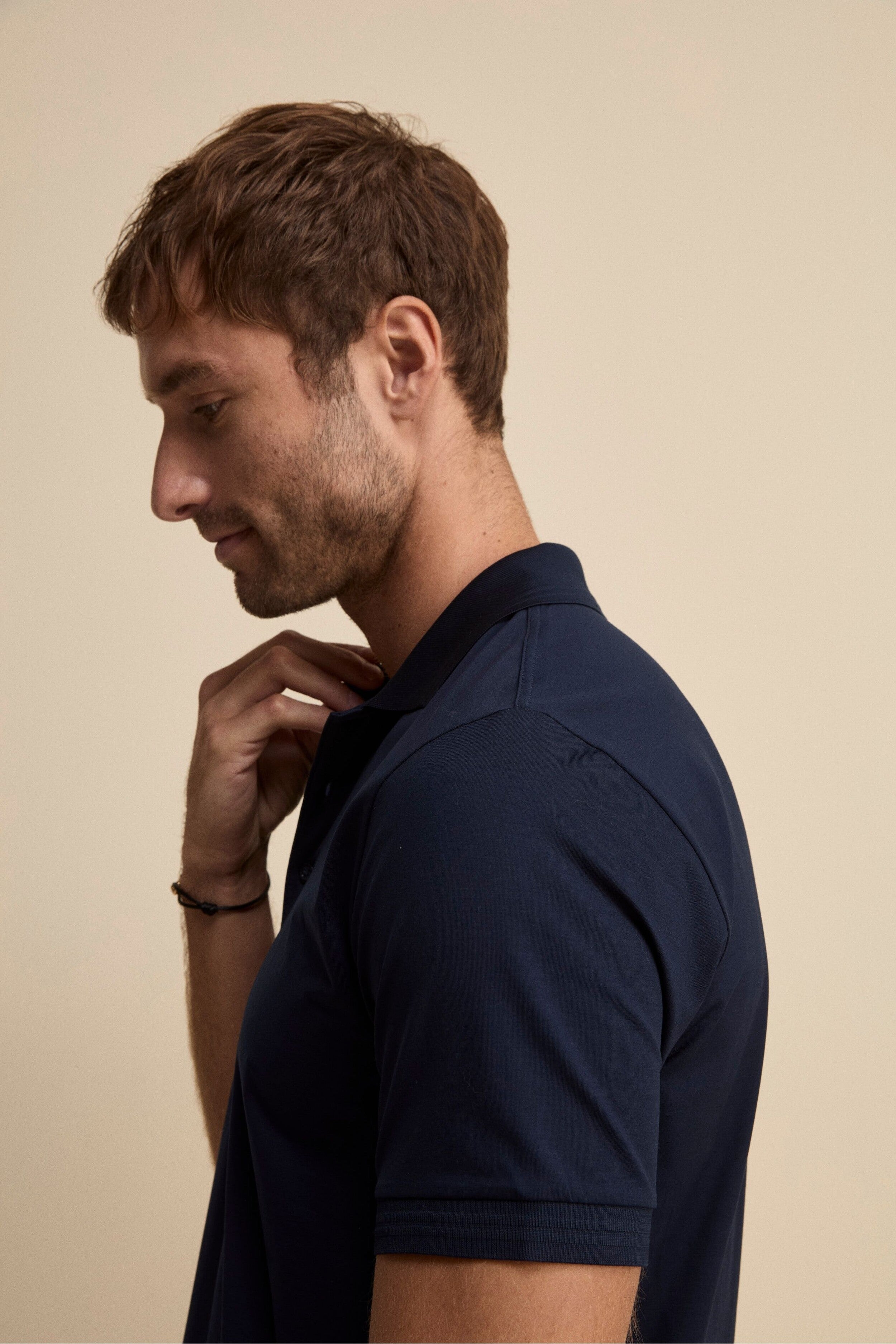 Polo Stretch in Filo di Scozia - BLU