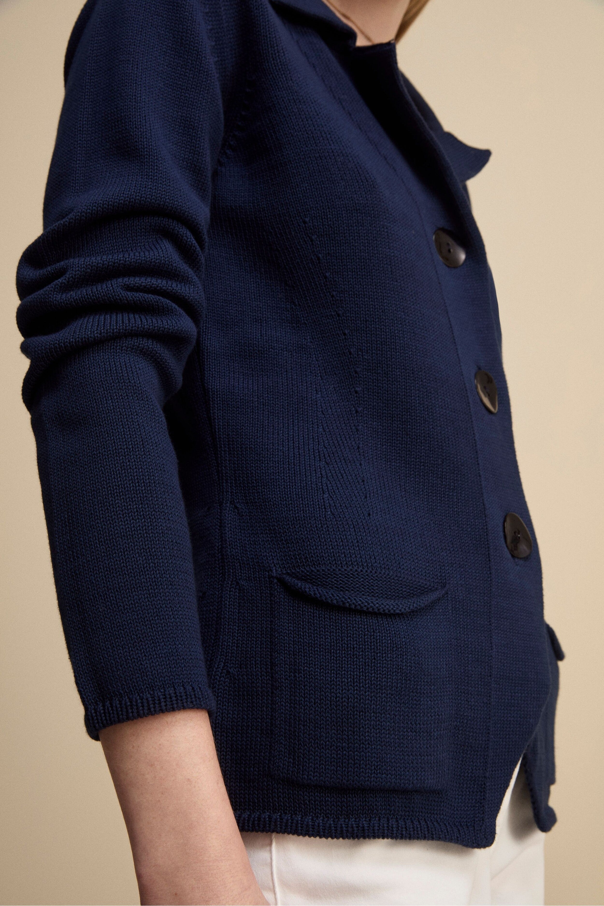 Cardigan in Cotone con Bottoni - BLU