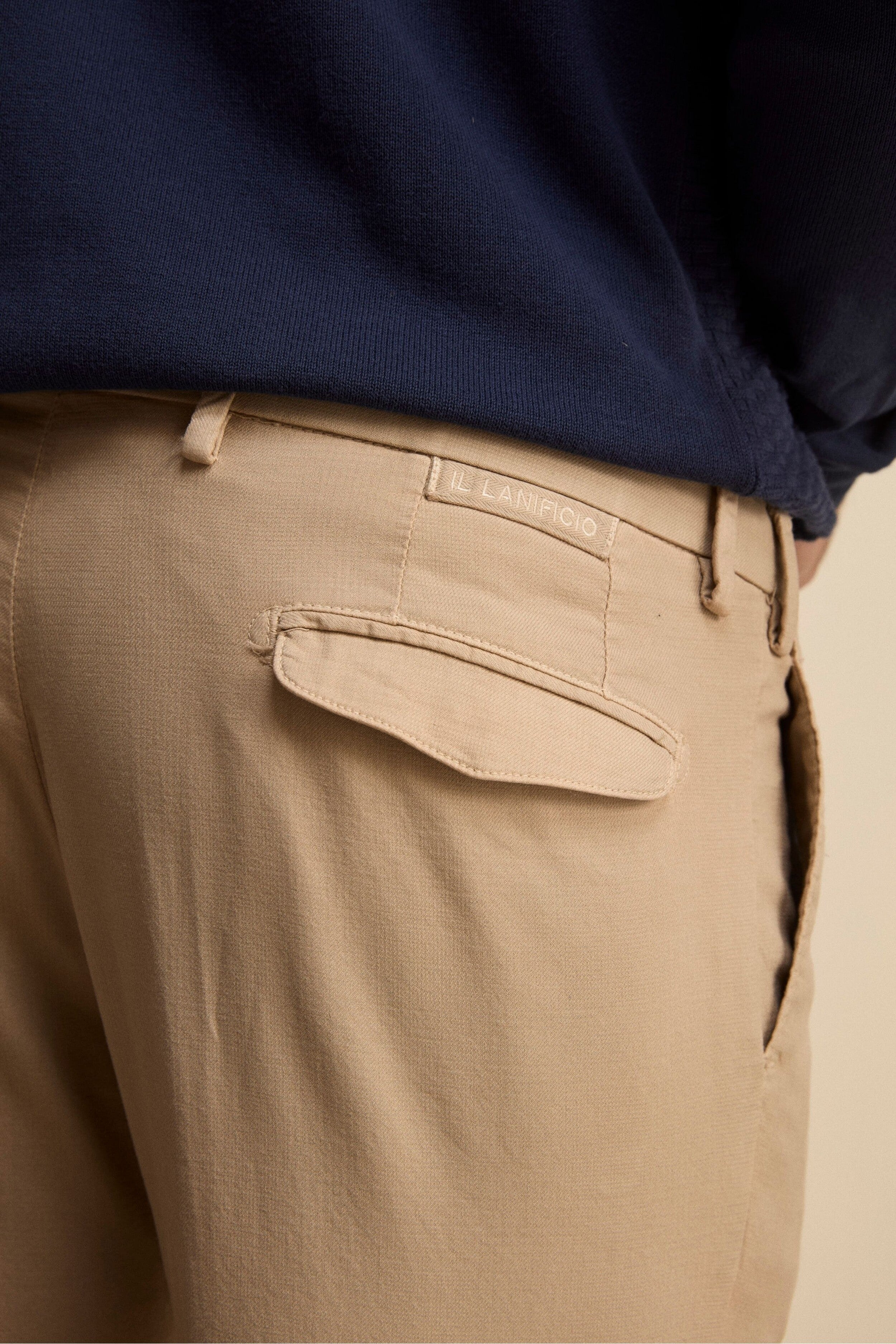 Pantalone Slim Fit in Cotone con Taschino - BEIGE