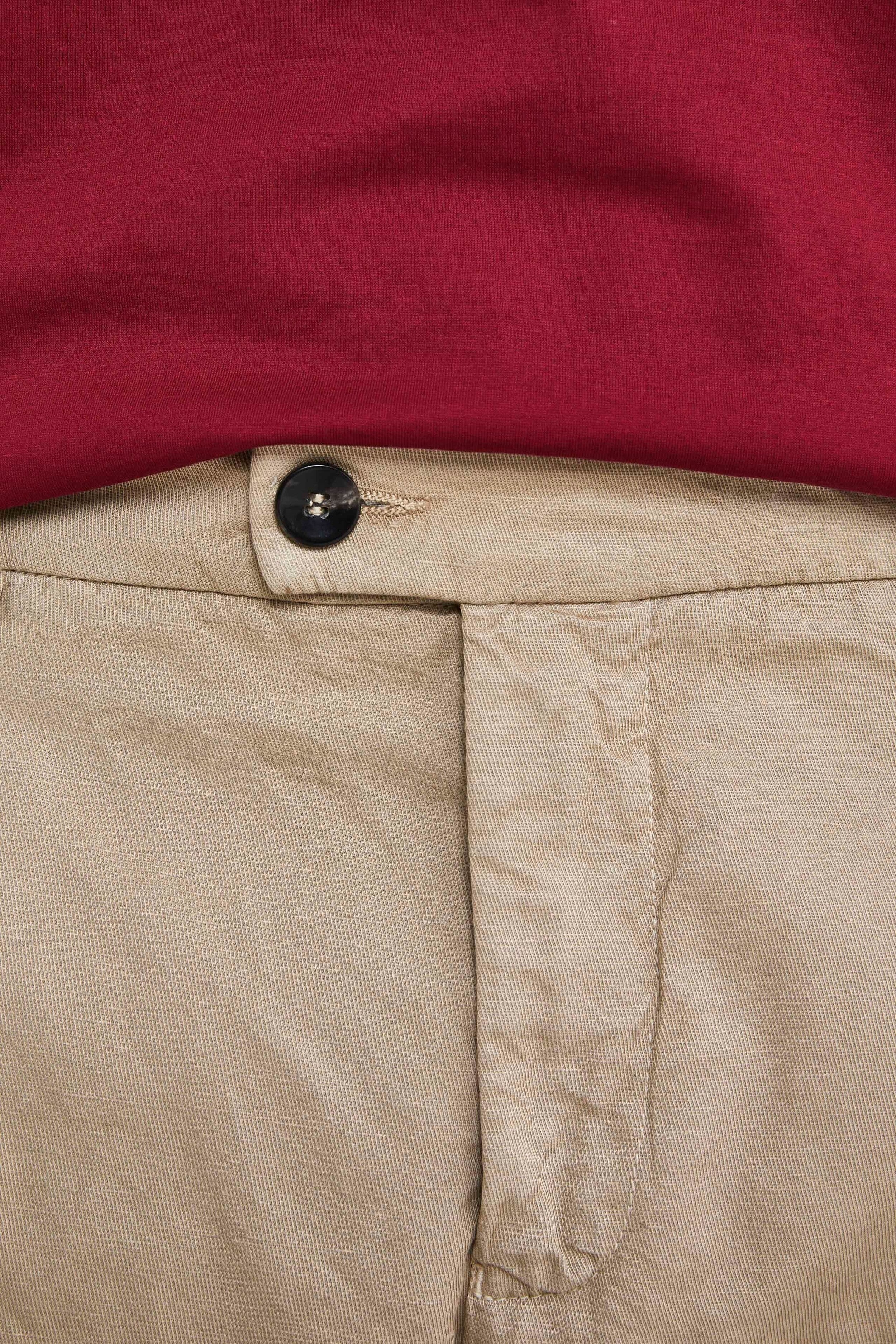 Pantaloni con pinces in cotone - BEIGE