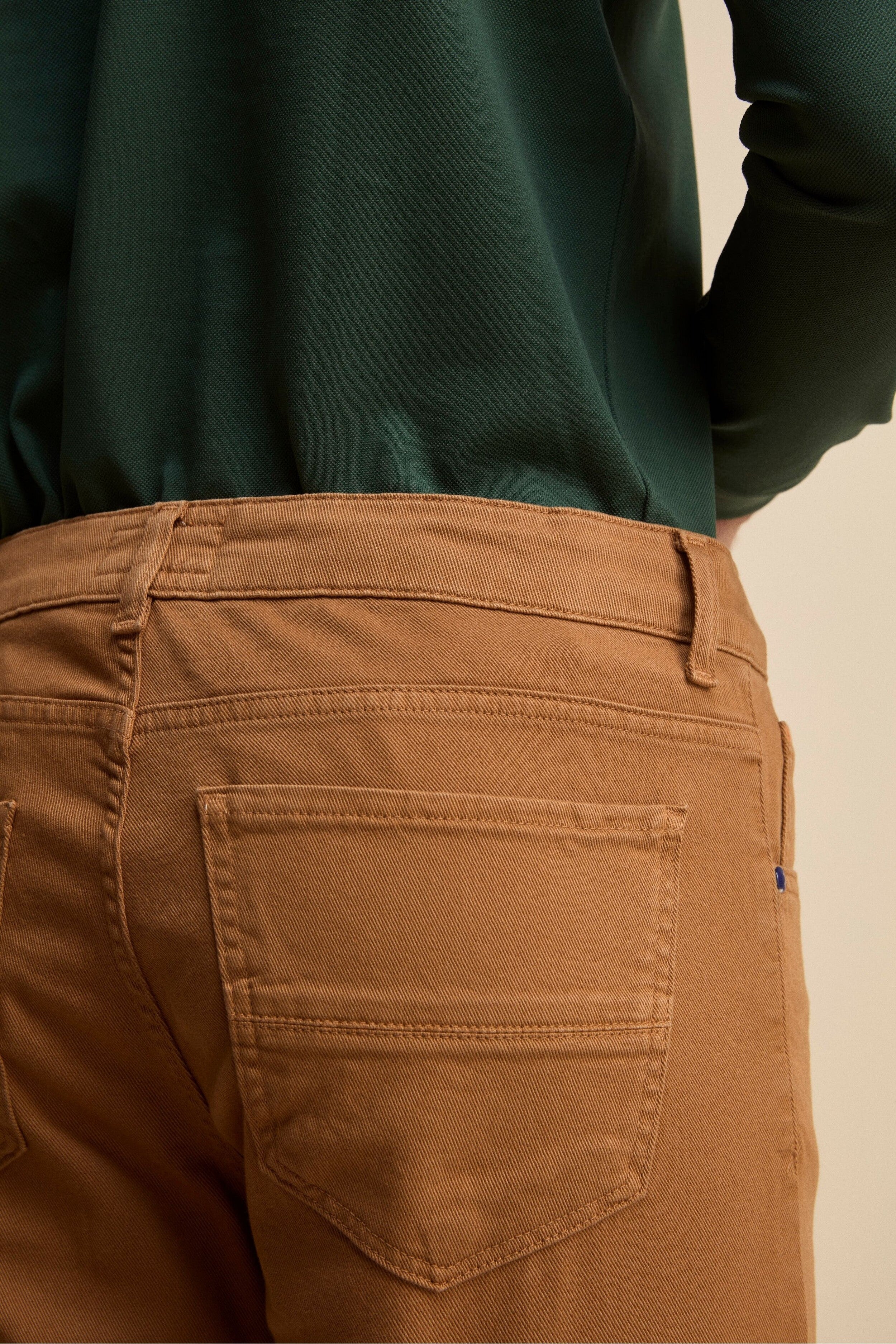 Pantalone Slim Fit Cinque Tasche in Denim - TABACCO