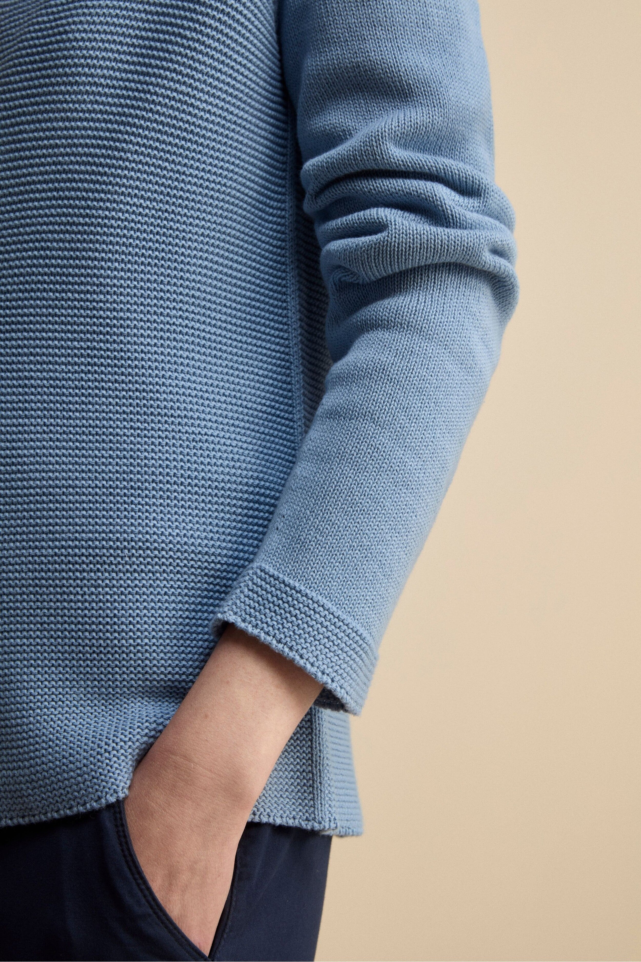 Cardigan Links Scollo a V in Cotone - AZZURRO