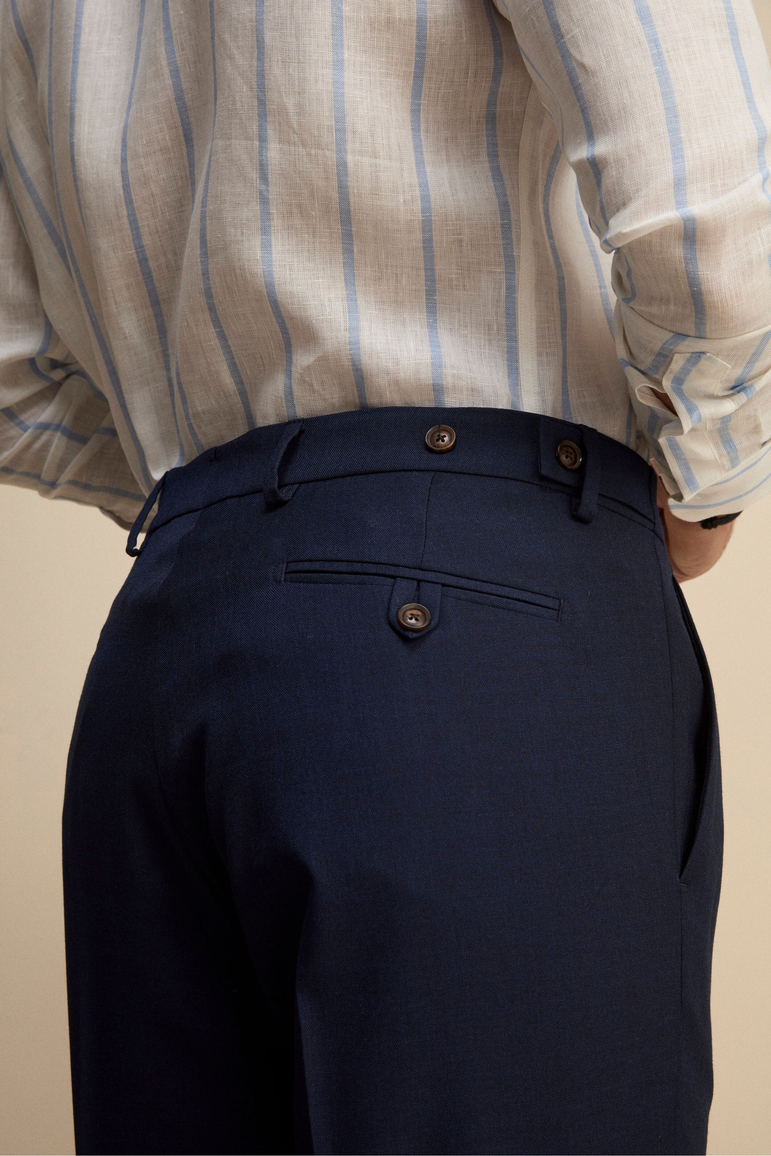 Pantalone Slim Fit in Misto Lana - BLU