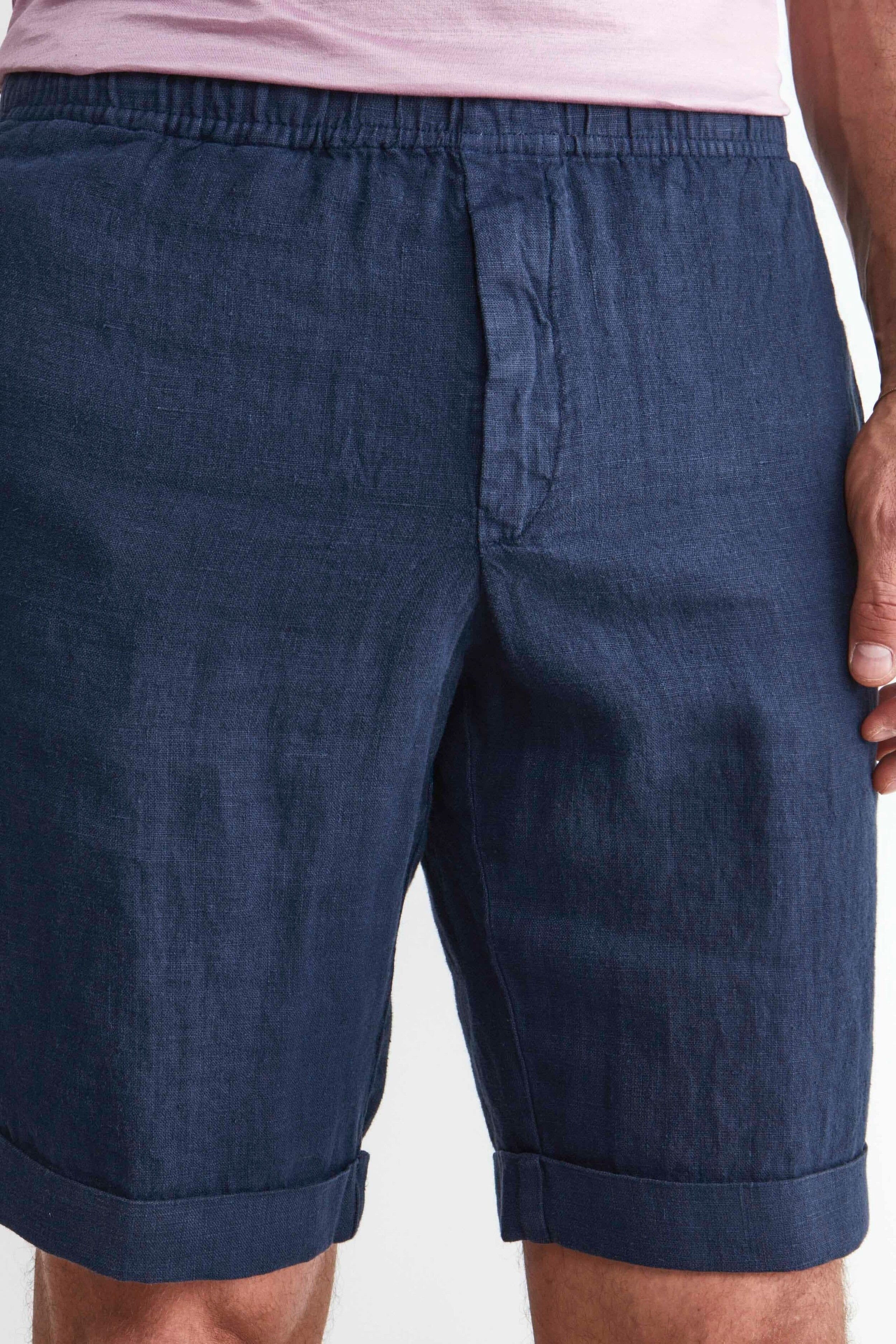 Bermuda Coulisse in Lino - BLU NOTTE