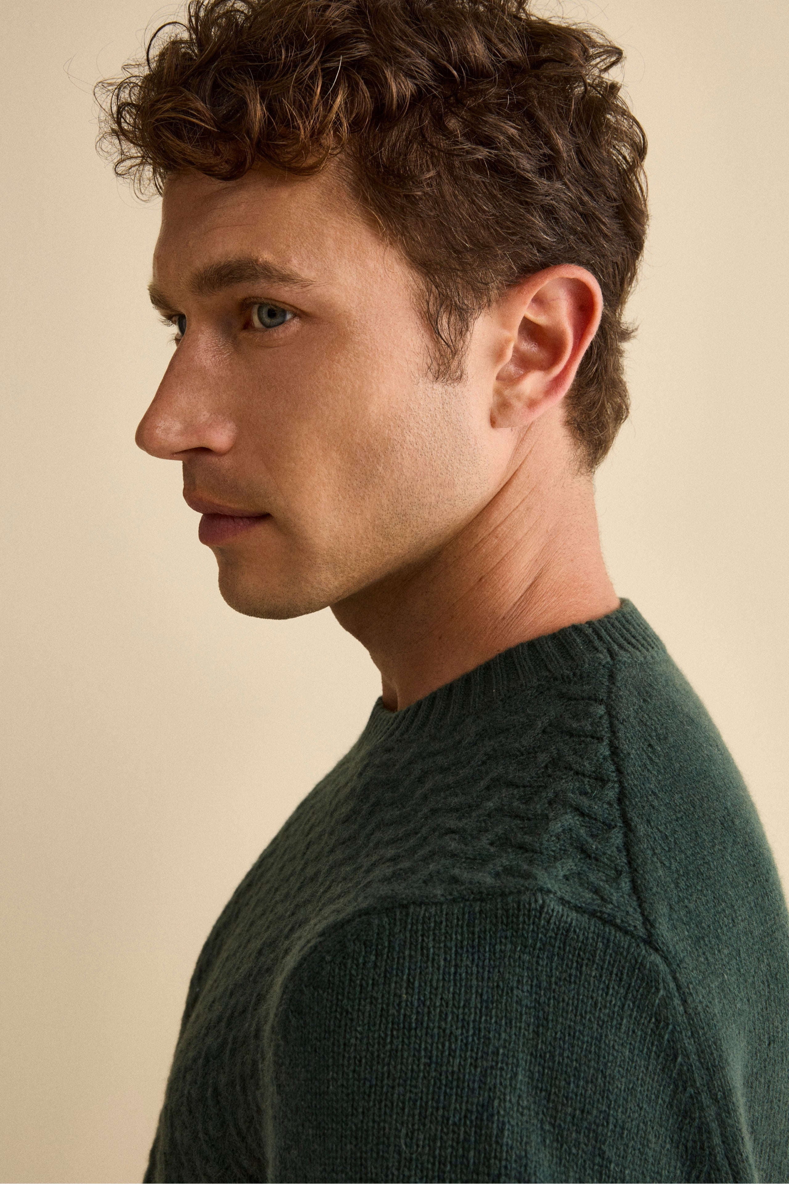 Maglia Girocollo in Lana a Trecce - VERDE