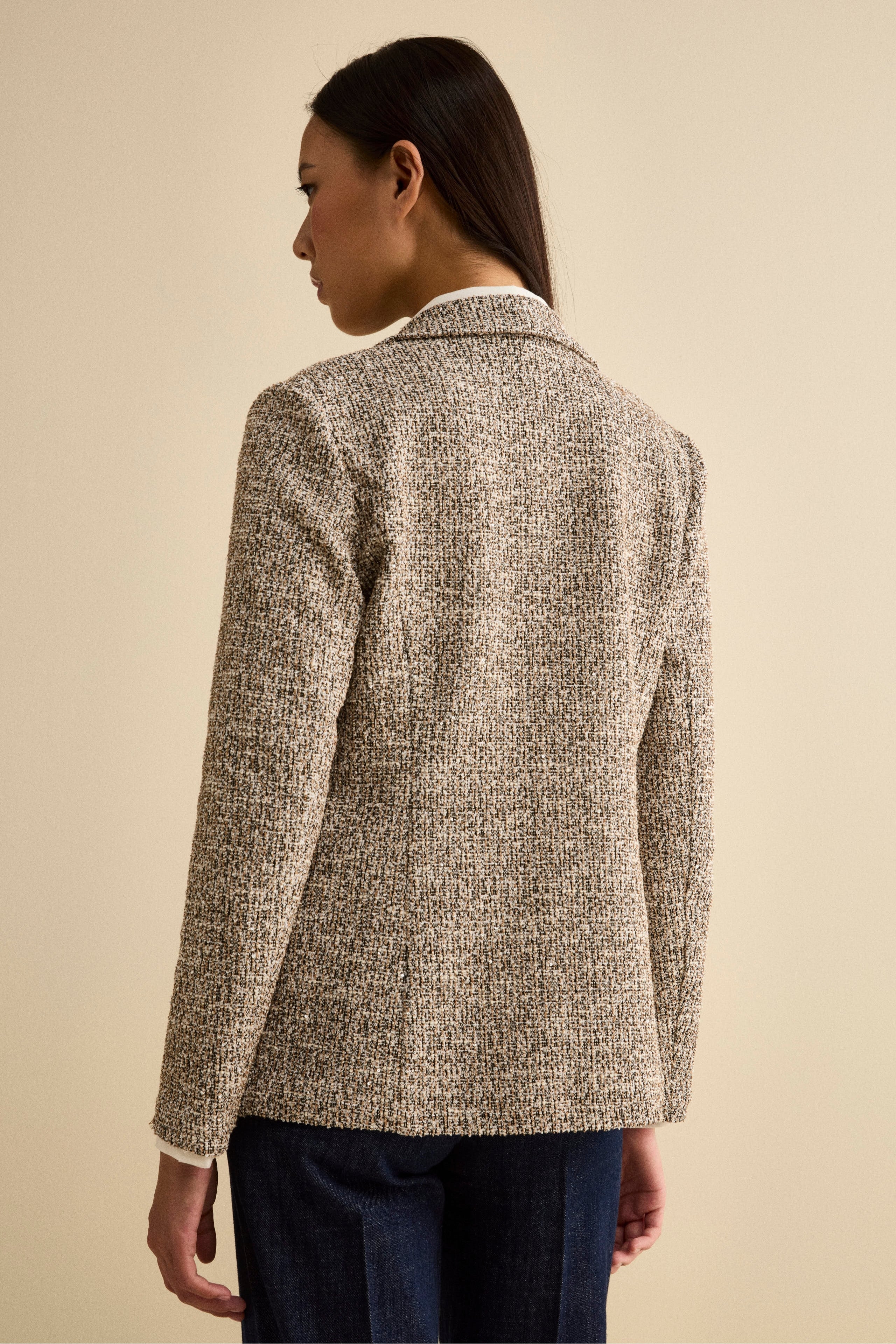 Giacca Monopetto Bouclé con Paillettes - NERO