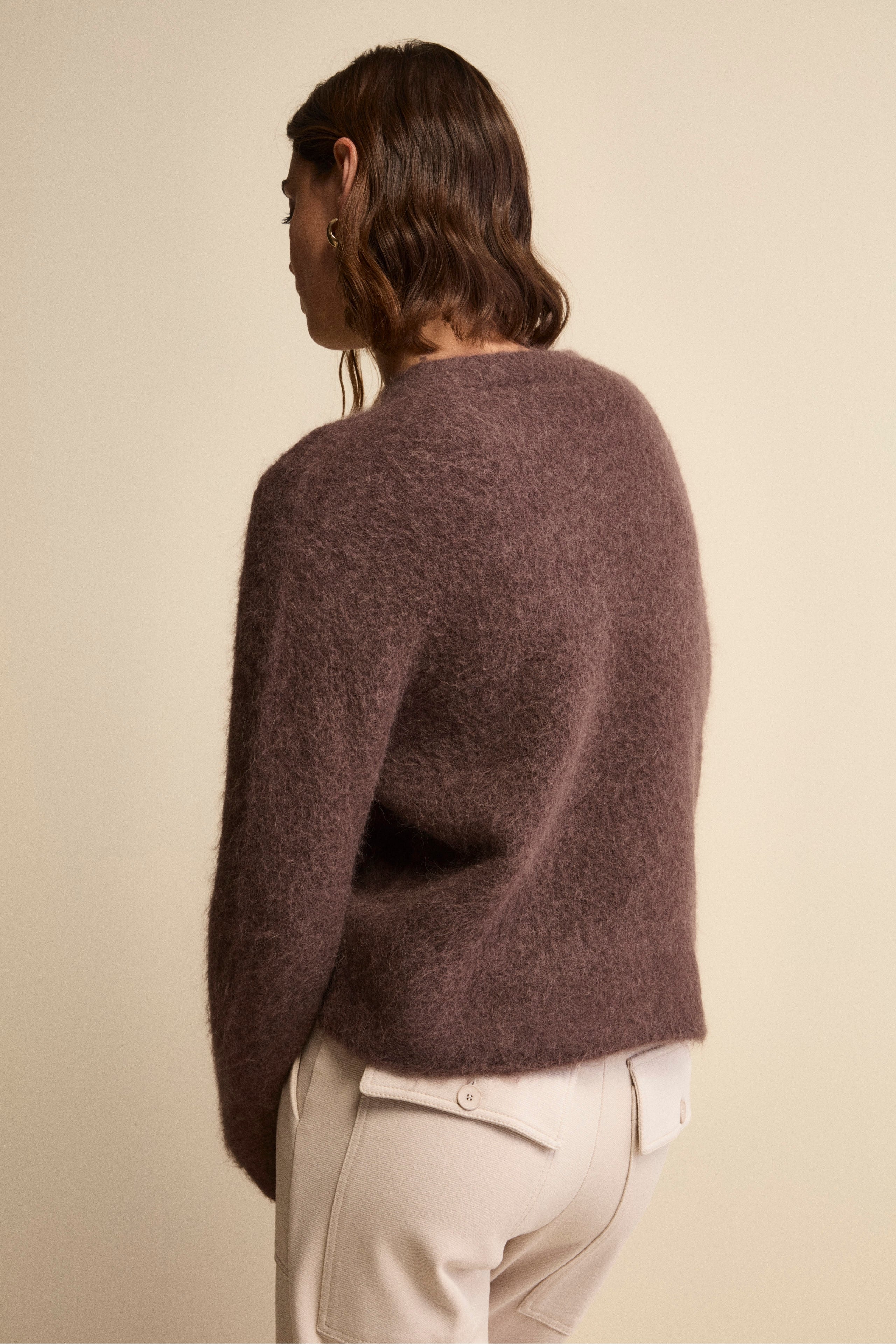 Maglia Girocollo Boxy in Misto Alpaca - T.MORO