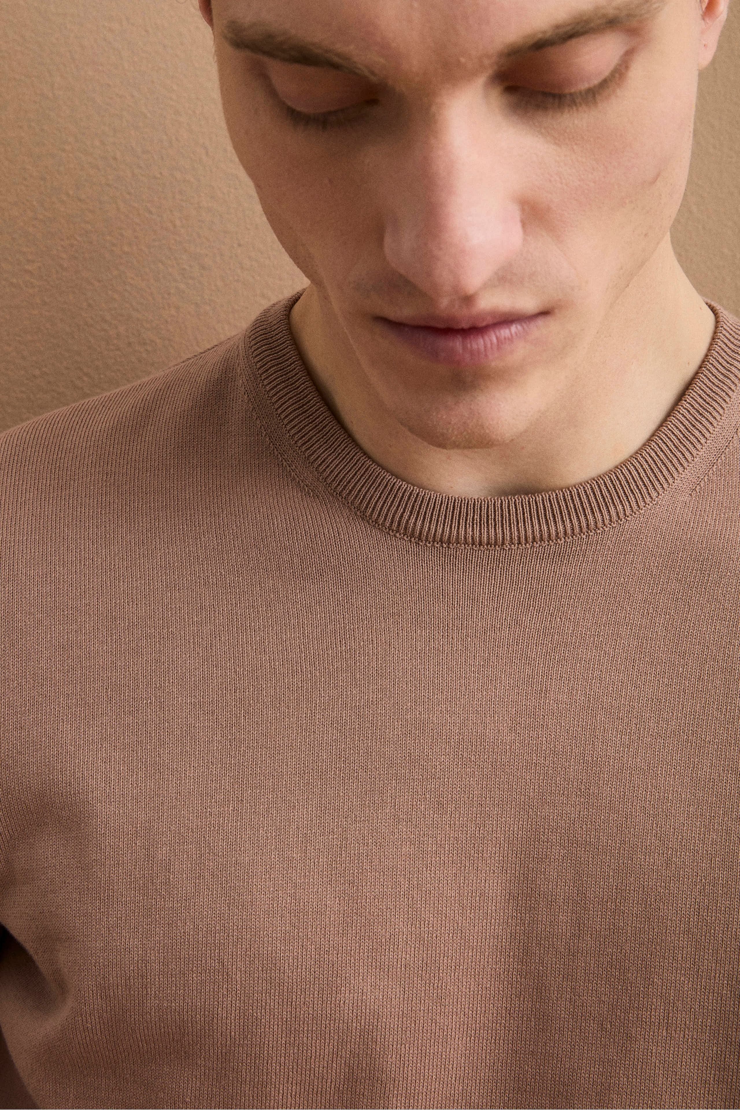 Maglia girocollo in cotone - CAPPUCCINO