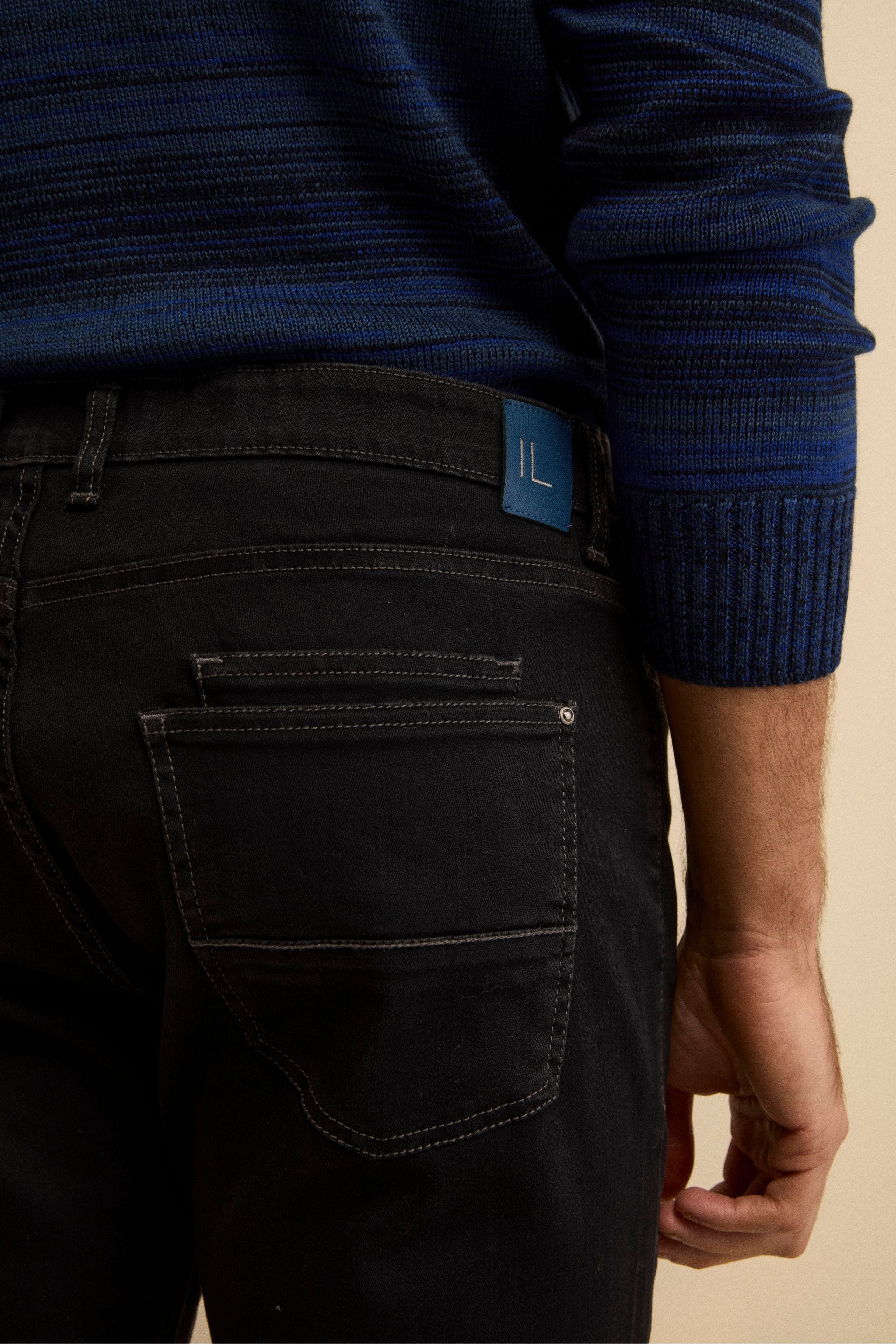 Jeans Slim Fit in Misto Cotone - DENIM/NERO