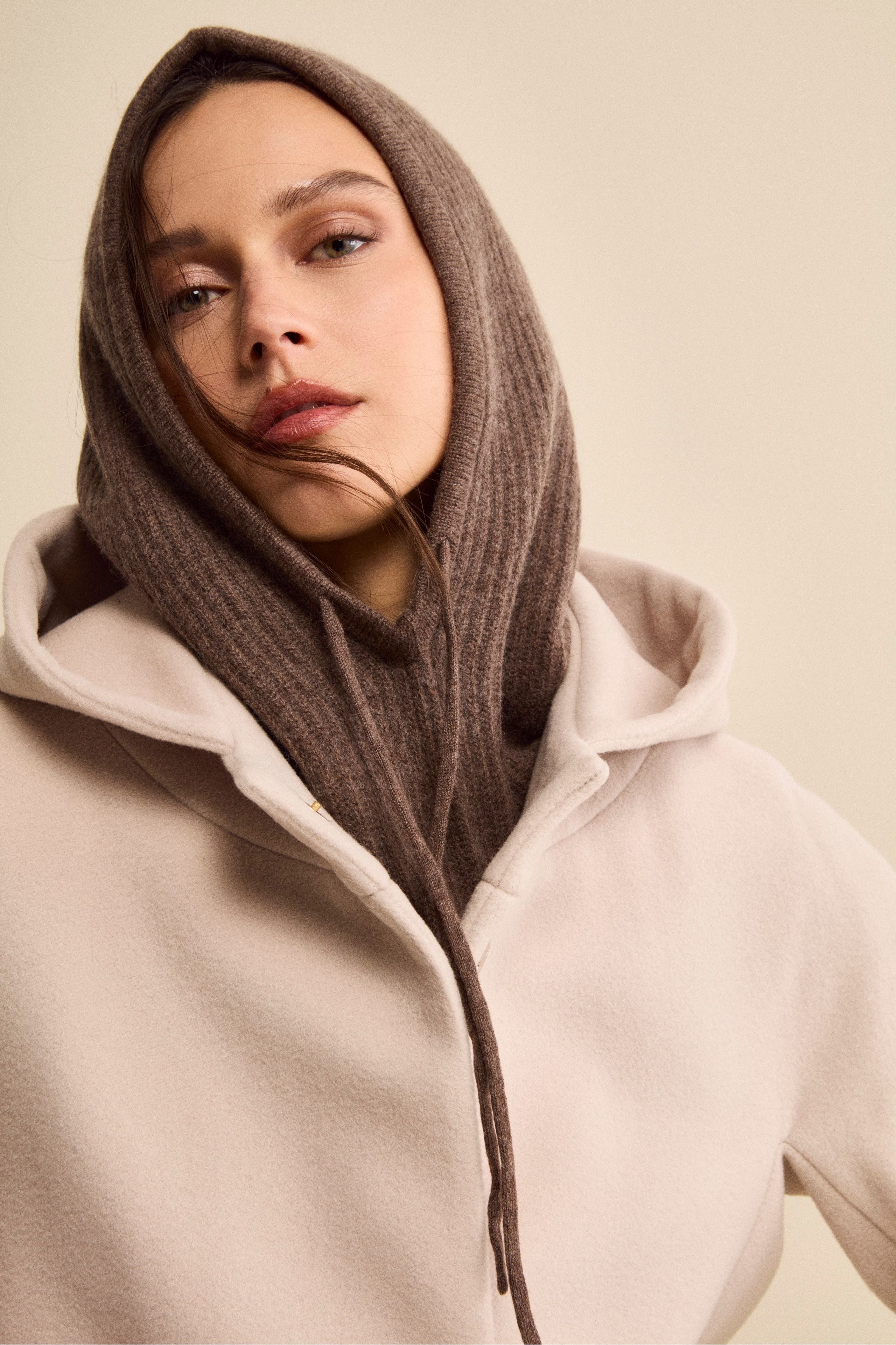 Balaclava a Coste in Cashmere - CASTAGNA