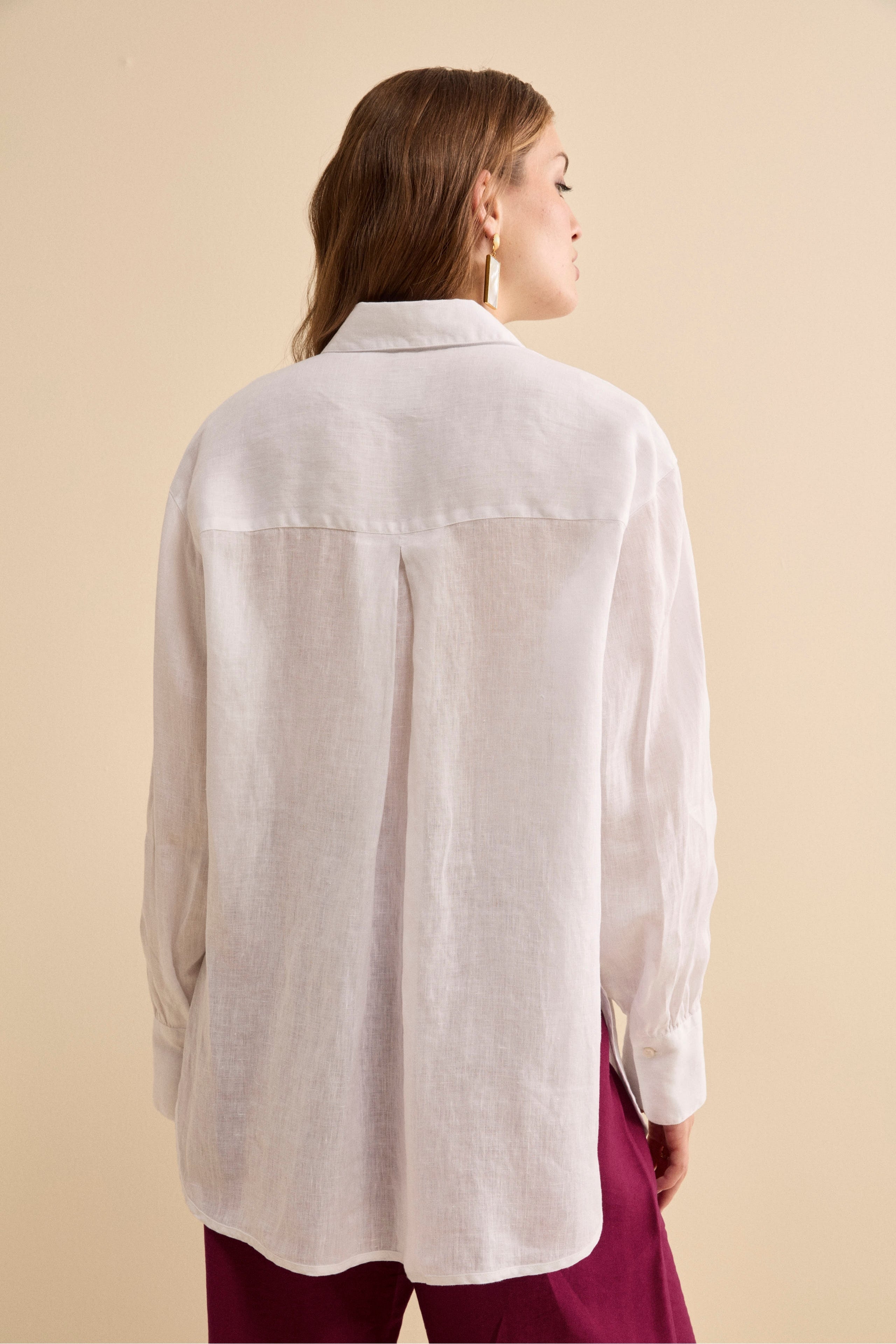 Camicia Over in Lino con Taschino - BIANCO