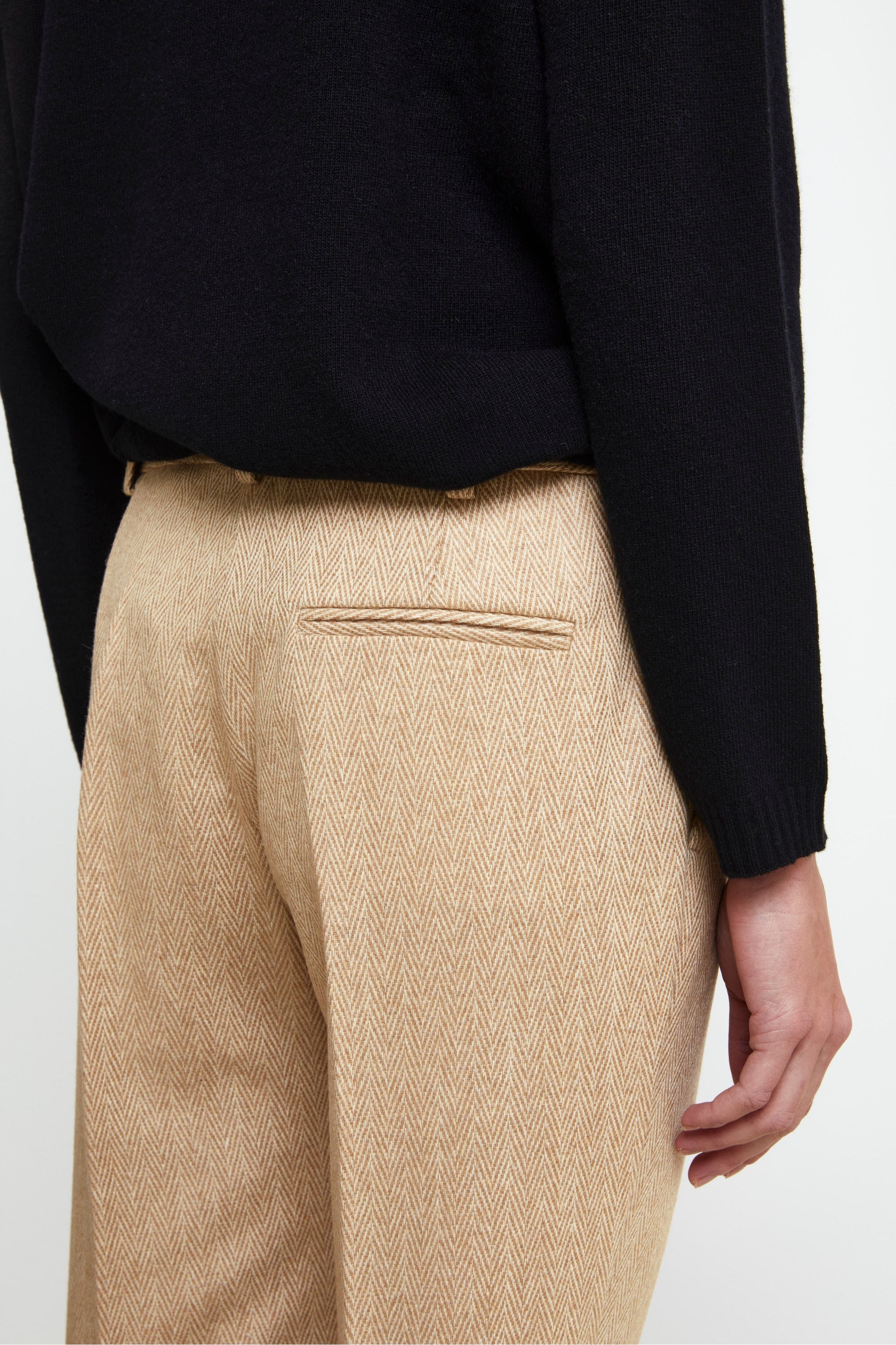 Pantalone Sigaretta in Lana - BEIGE SPIGATO