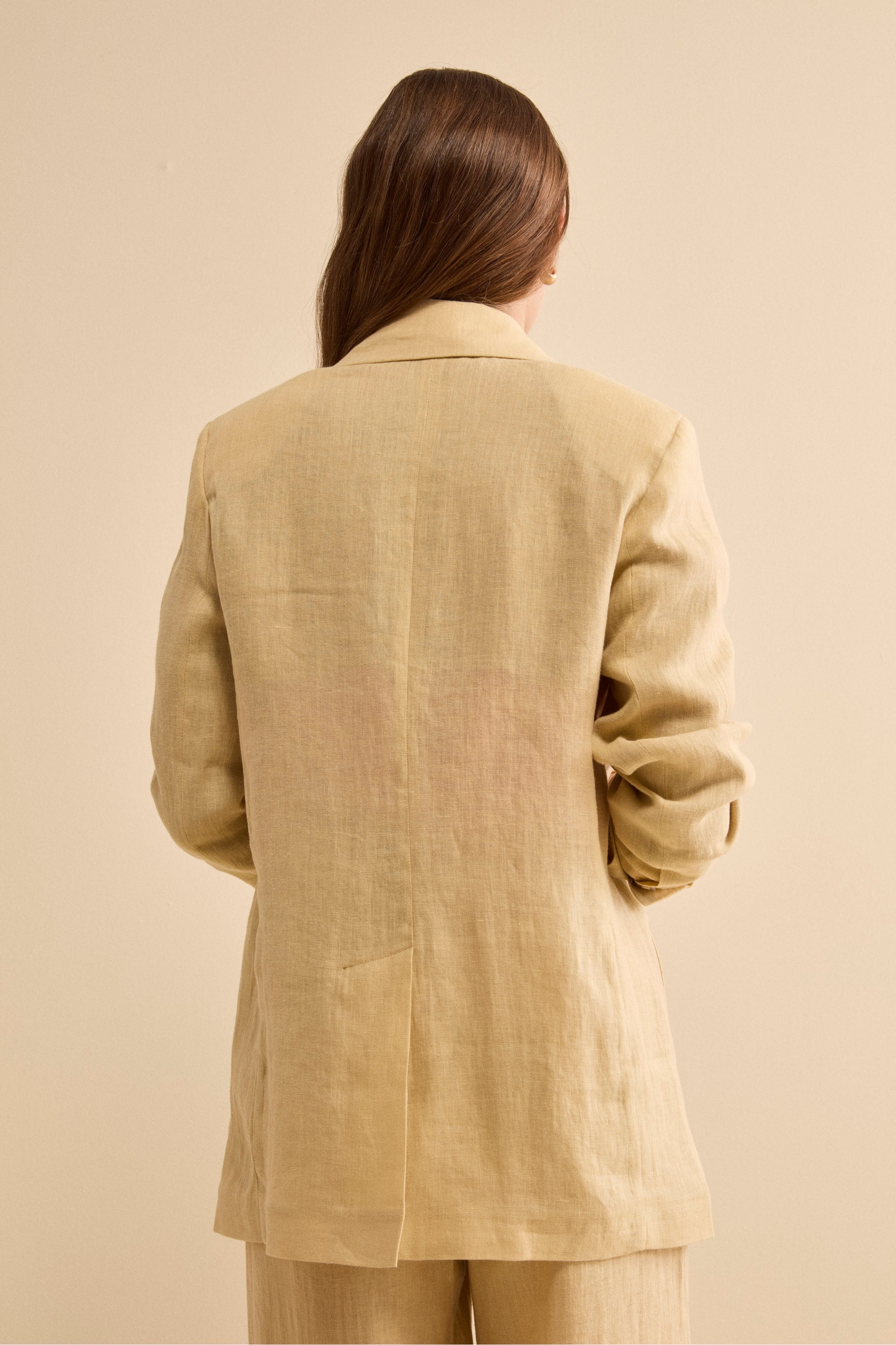 Blazer Over Doppiopetto in Lino - CREMA