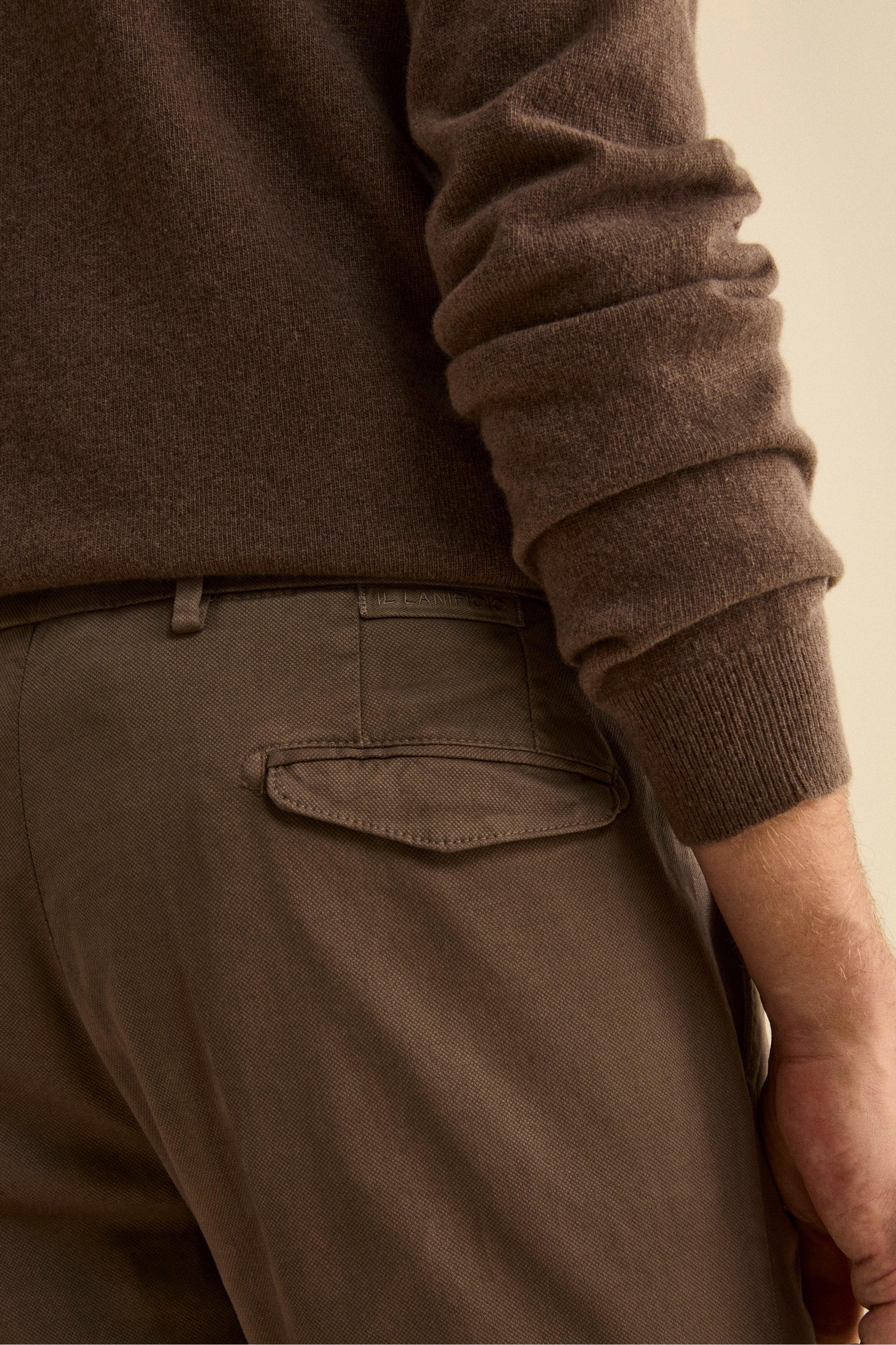 Pantalone Slim Fit in Cotone Armaturato - FANGO