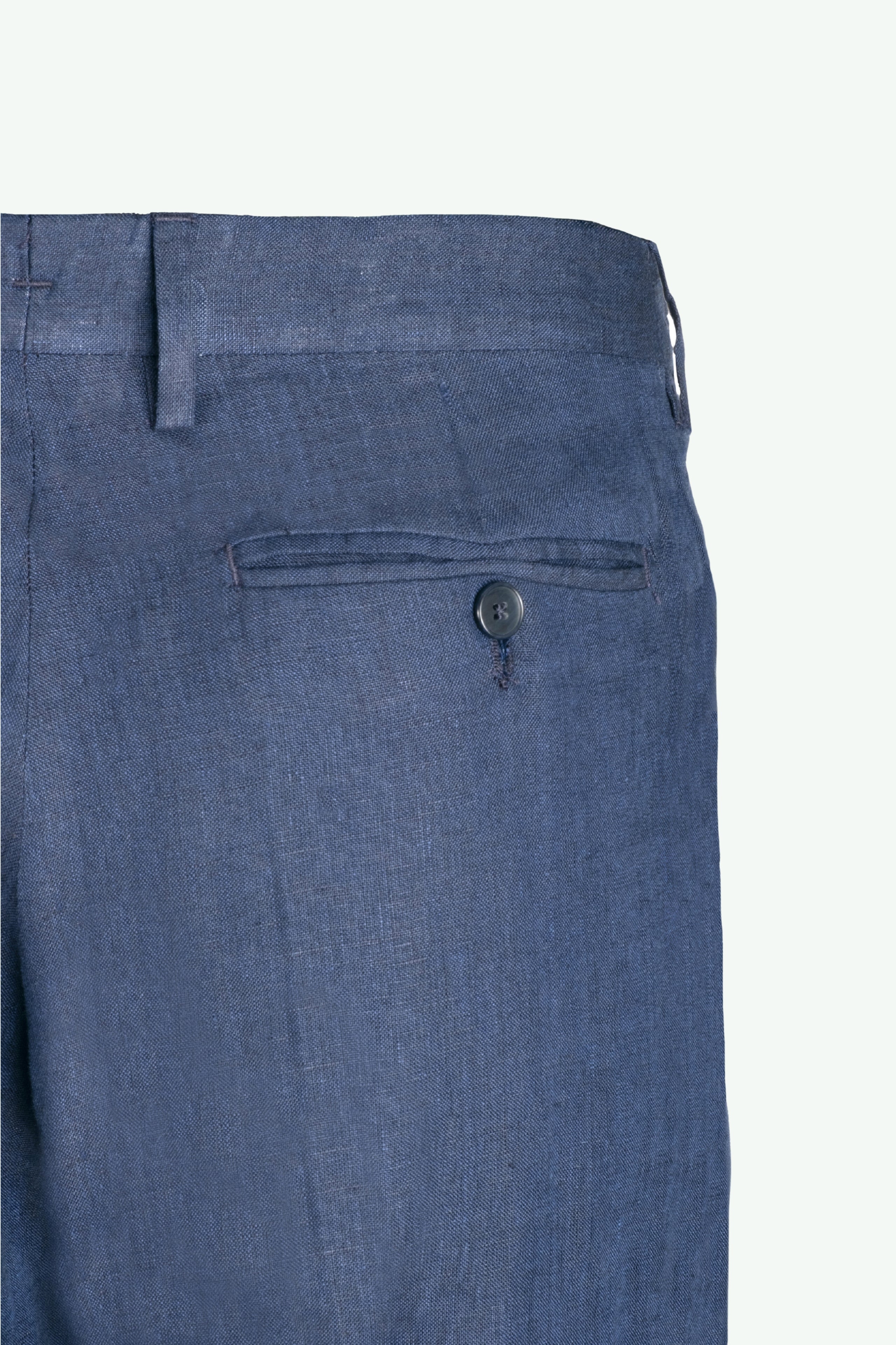 Pantalone Slim Fit in Lino con Pieghe - BLU