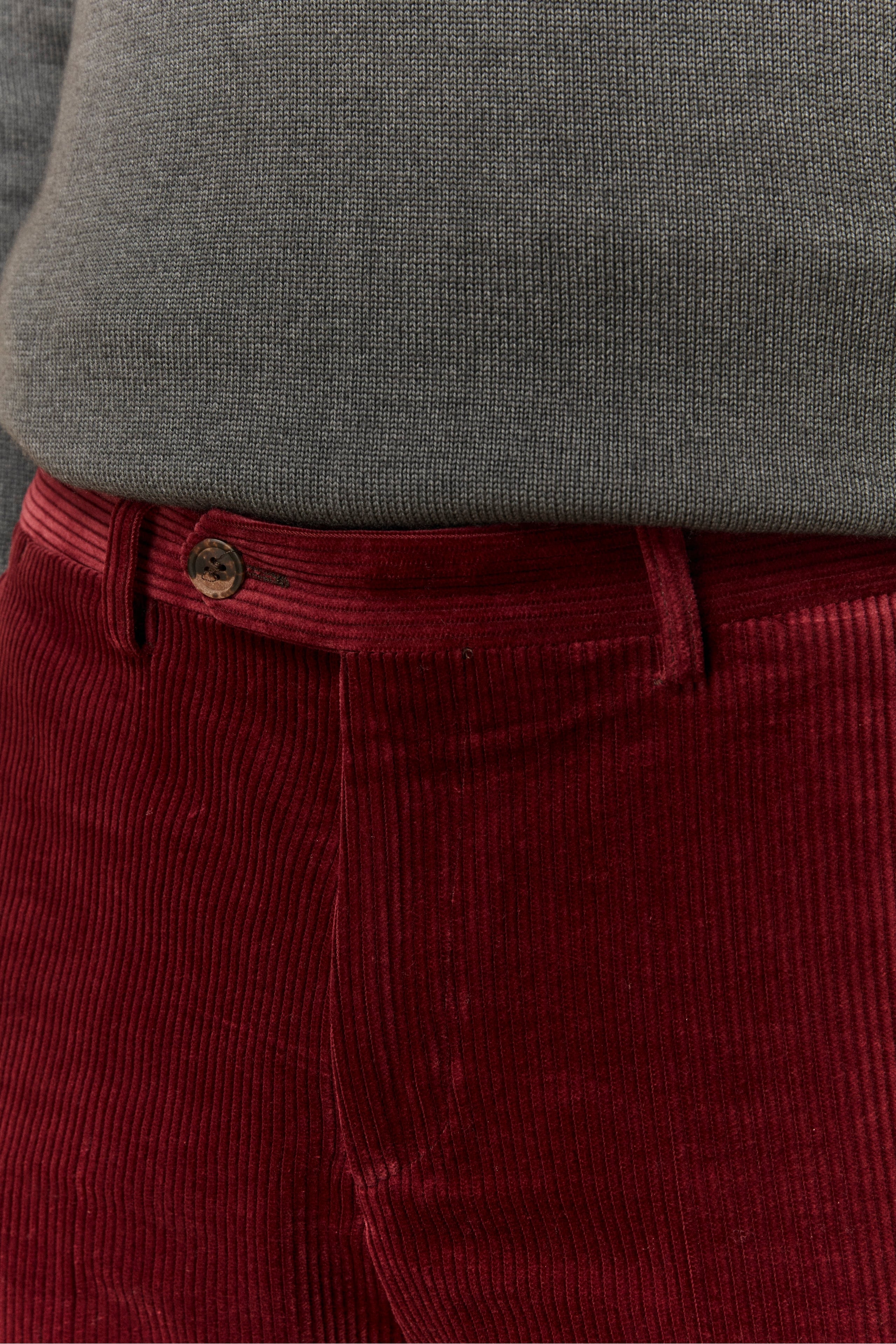 Pantalone in Velluto Regular Fit - BORDEAUX