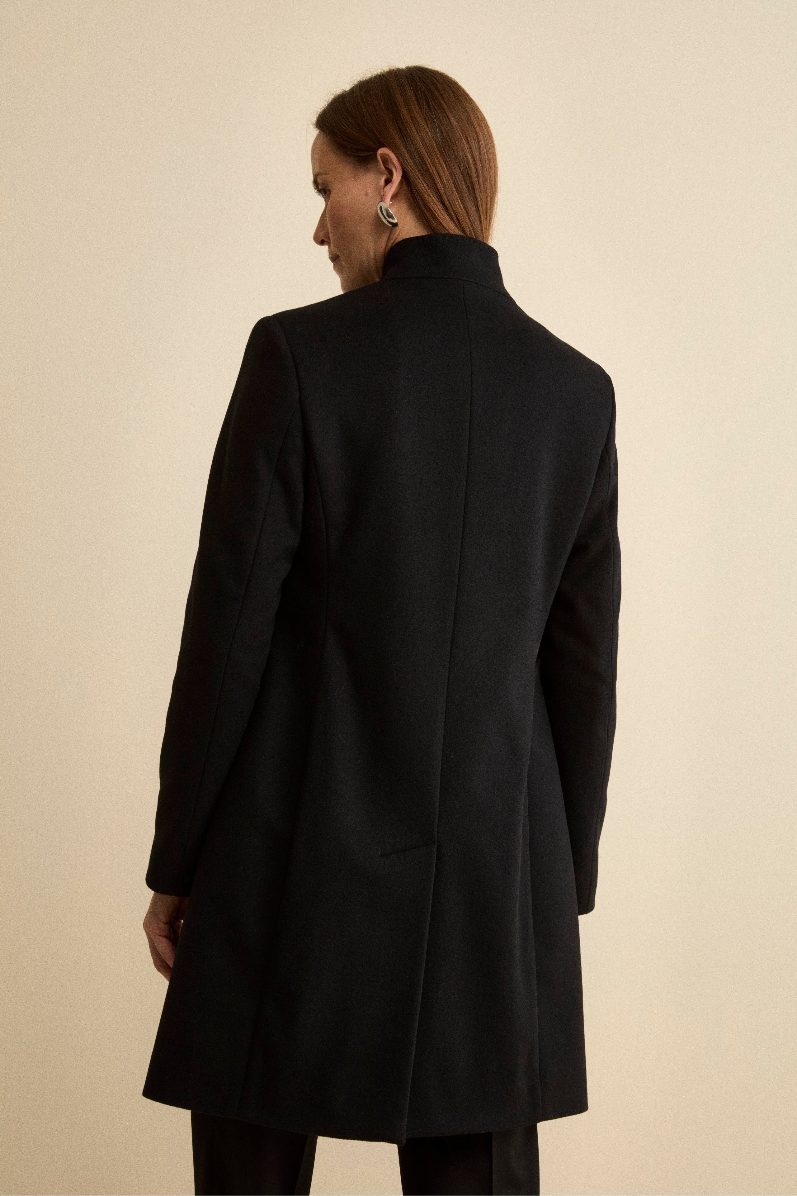 Cappotto Midi Sancrato in Misto Lana e Cashmere - NERO