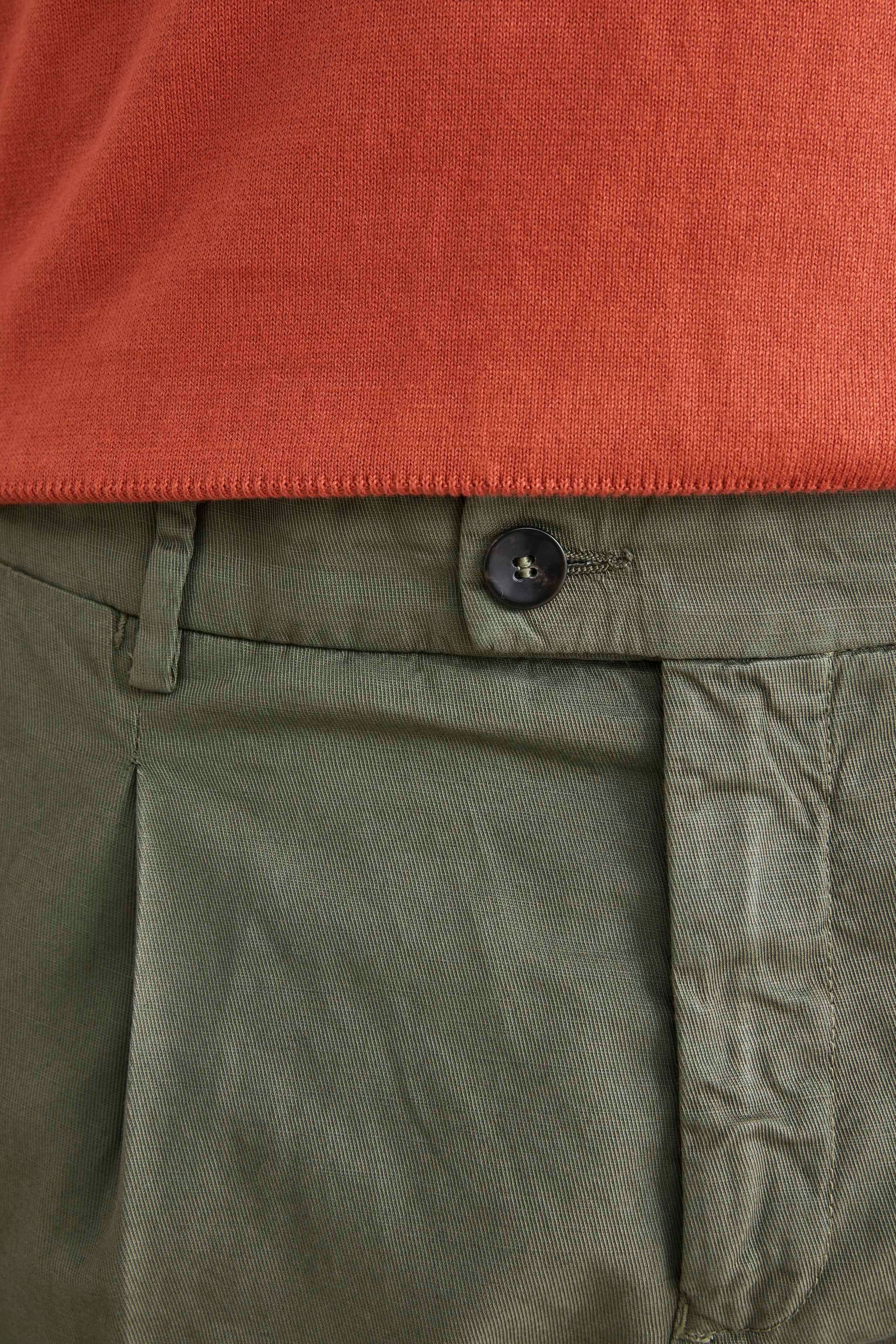Pantaloni con pinces in cotone - SALVIA