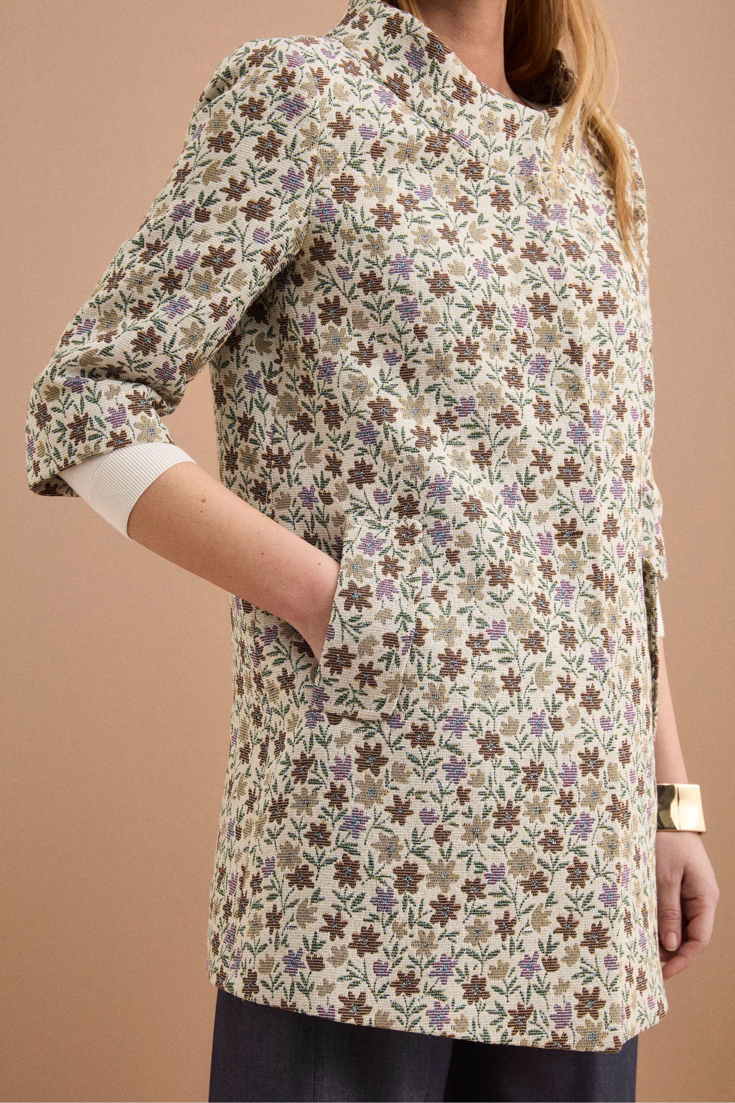 Cappotto Leggero Foderato in Fantasia Jacquard - FANT. MORO