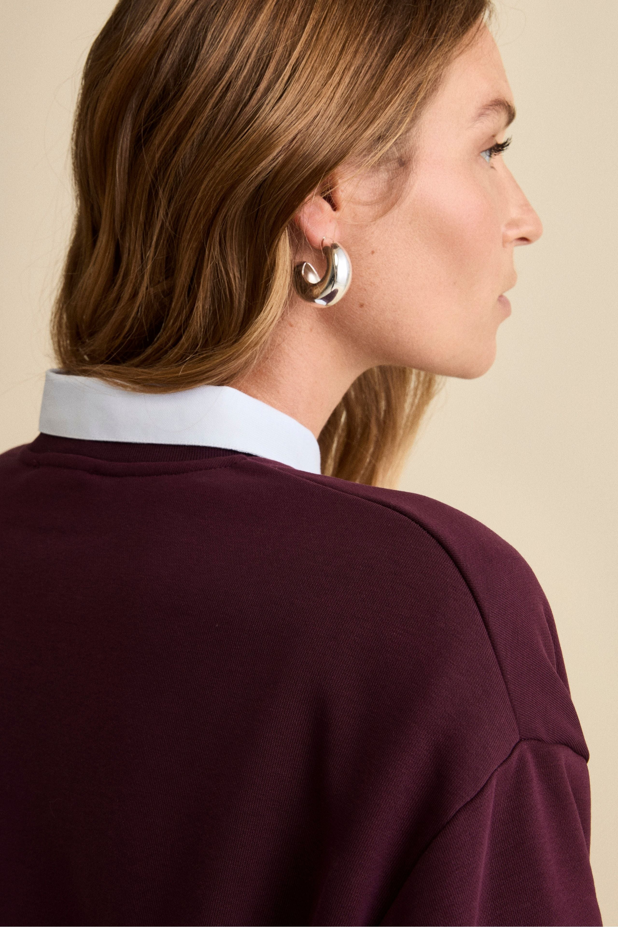 Felpa Over Girocollo in Cotone - VINO