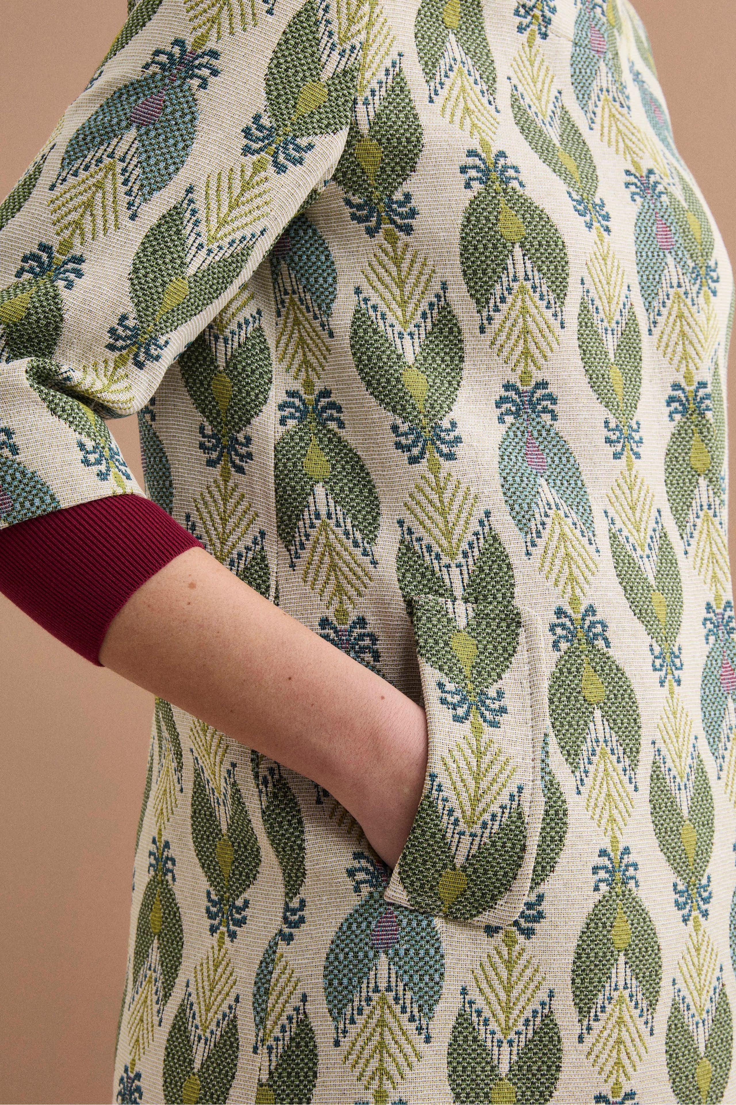 Cappotto Leggero Foderato in Fantasia Jacquard - FANT. VERDE