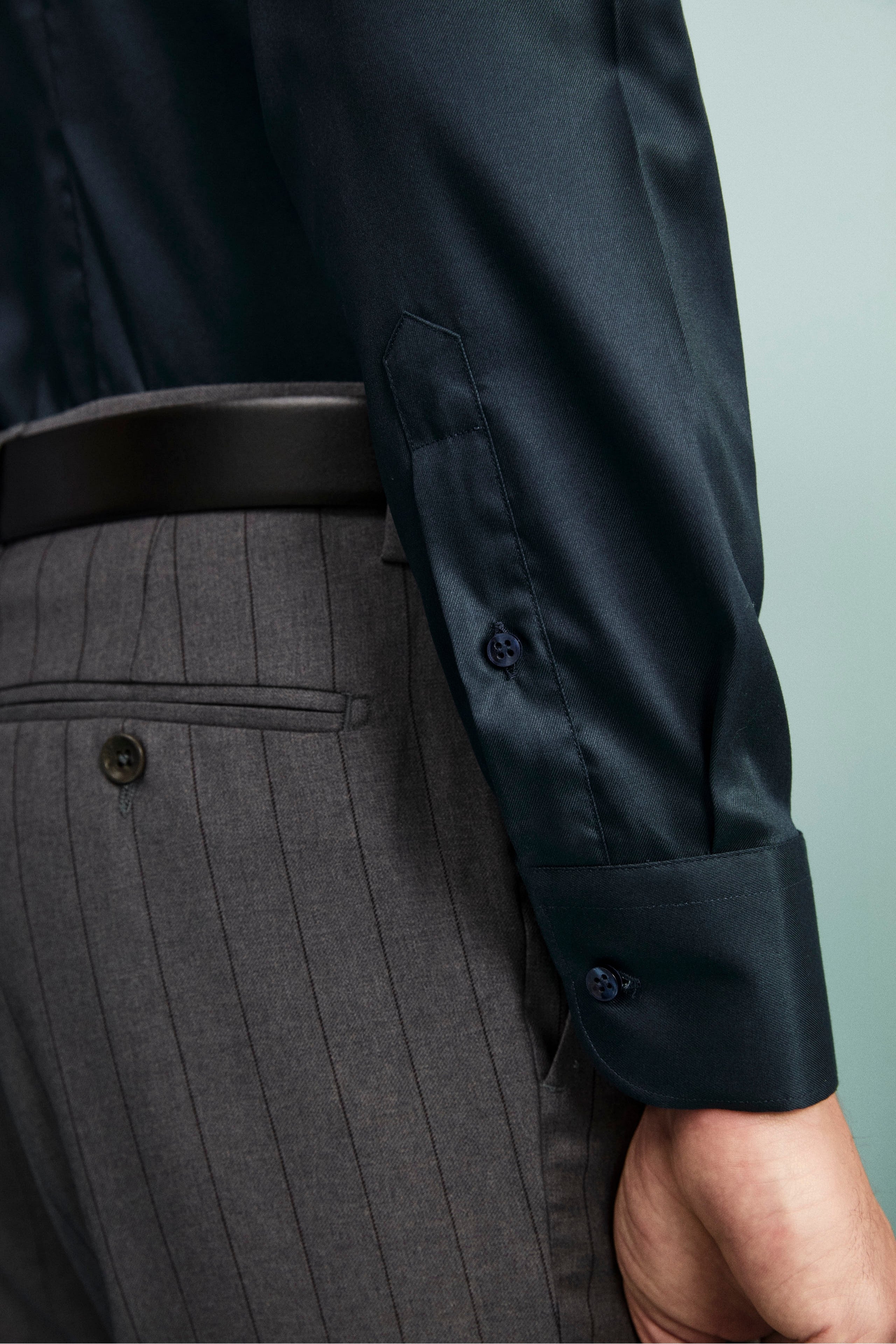 Camicia slim no stiro - BLU