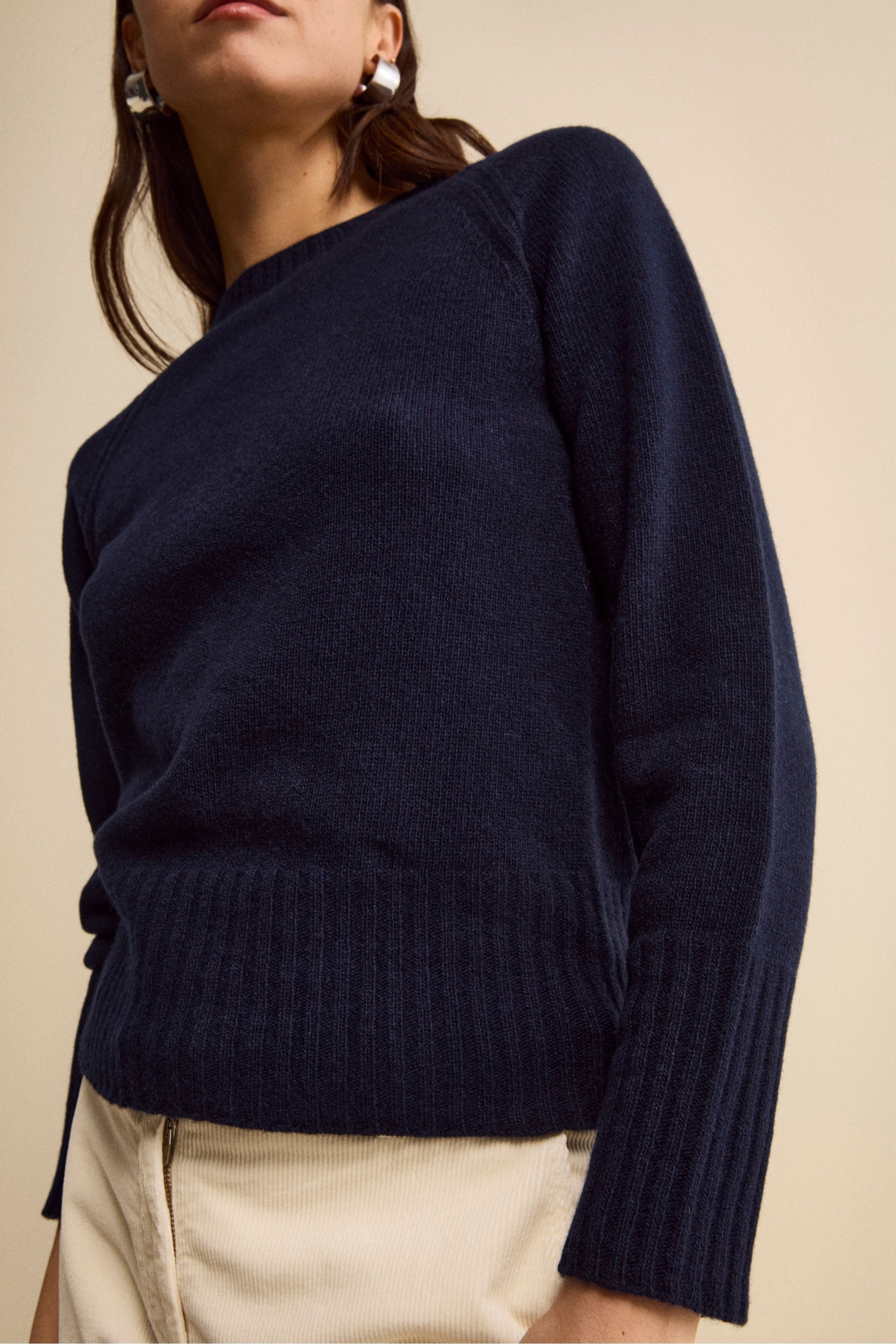 Girocollo Raglan in Lana e Cashmere - BLU