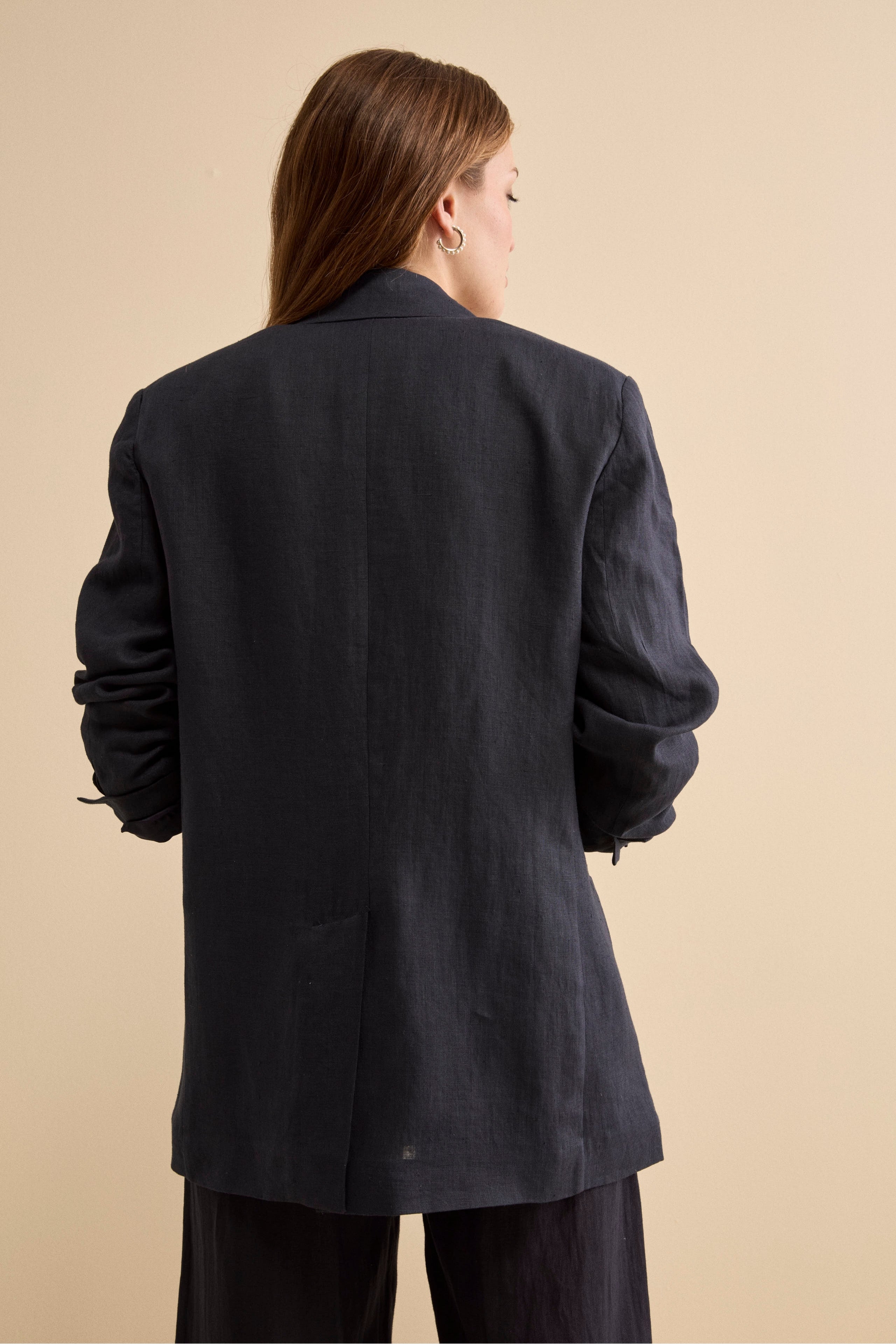 Blazer Over Doppiopetto in Lino - BLU