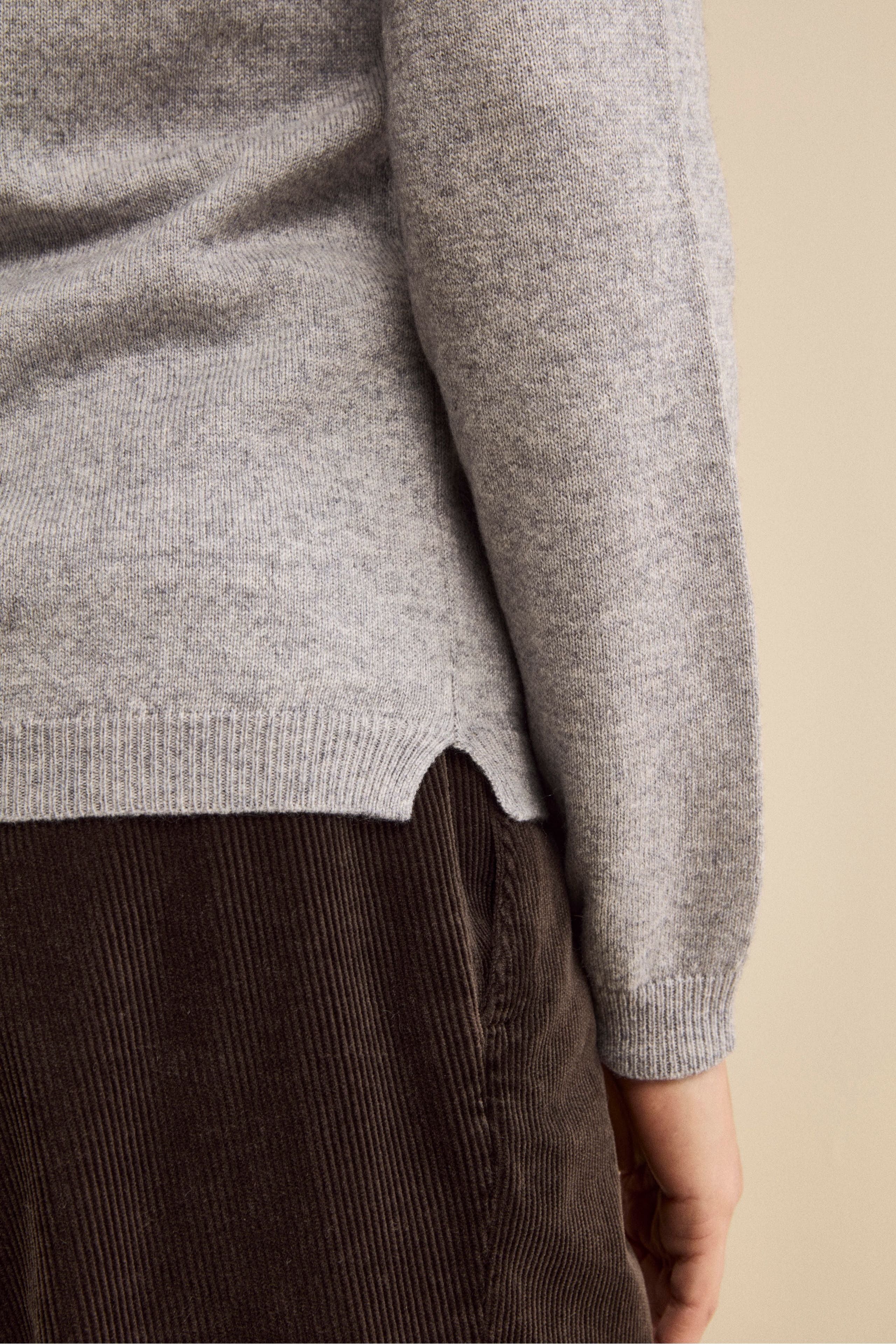Pullover scollo a V in seta e cashmere - GRIGIO CHIARO